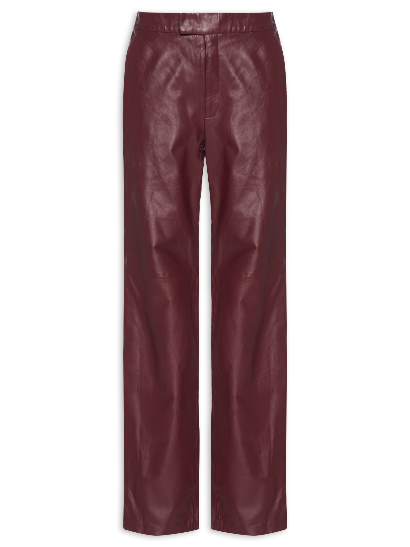 Calça De Couro Alfaiataria Reta Vermelho Animale