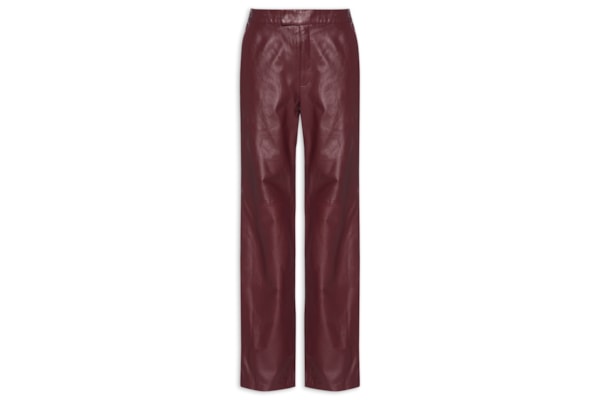Calça De Couro Alfaiataria Reta - Vermelho