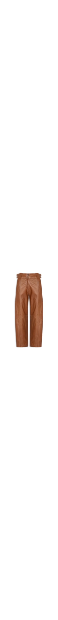 Calça De Couro Feminina Amplo Cós Fivelas - Marrom