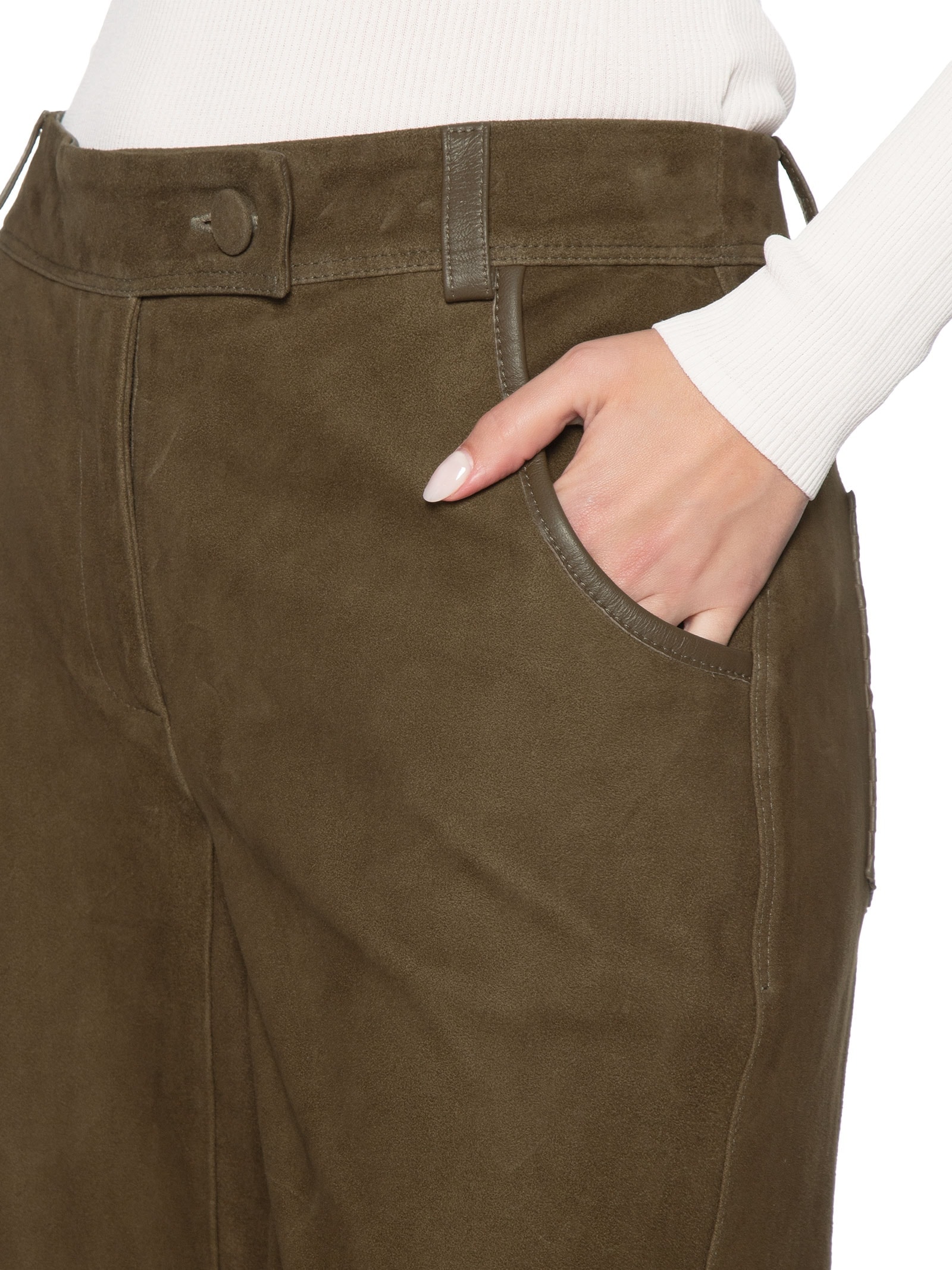 Calça De Couro Feminina Bolso Tresset Marrom Animale