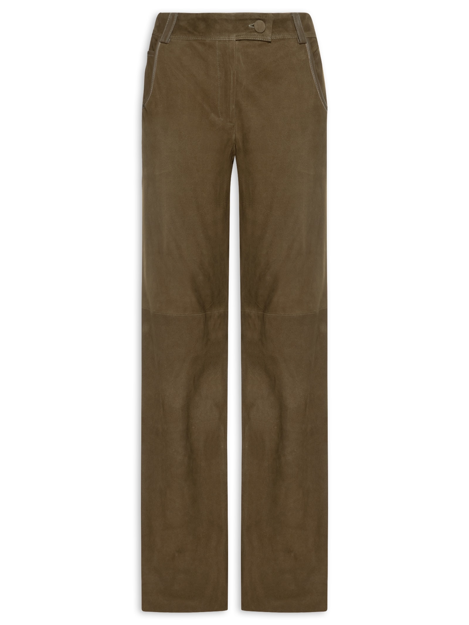 Calça De Couro Feminina Bolso Tresset Marrom Animale