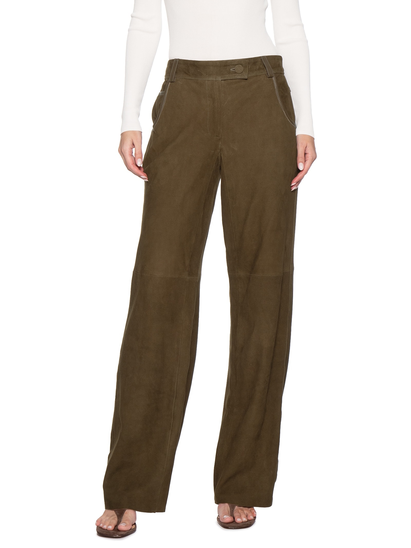 Calça De Couro Feminina Bolso Tresset Marrom Animale