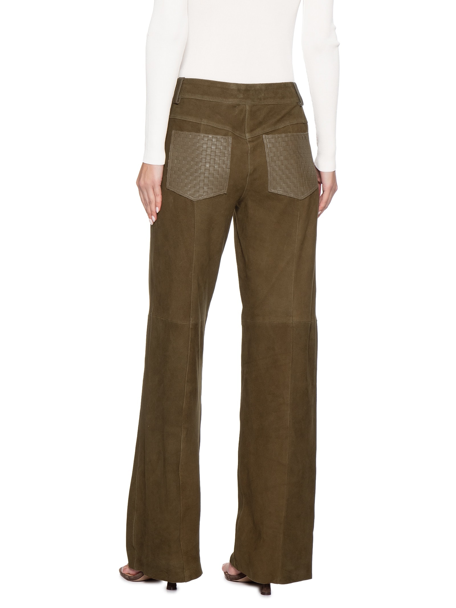 Calça De Couro Feminina Bolso Tresset Marrom Animale
