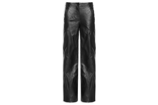 Calça De Couro Italiano Five Pockets - Preto