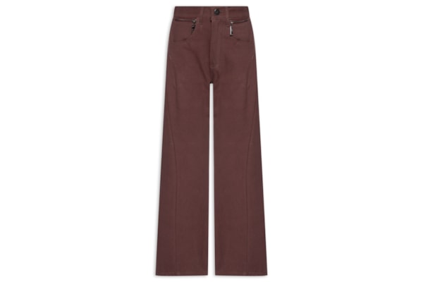 Calça de Sarja Boho Cintura Média Feminina – Marrom