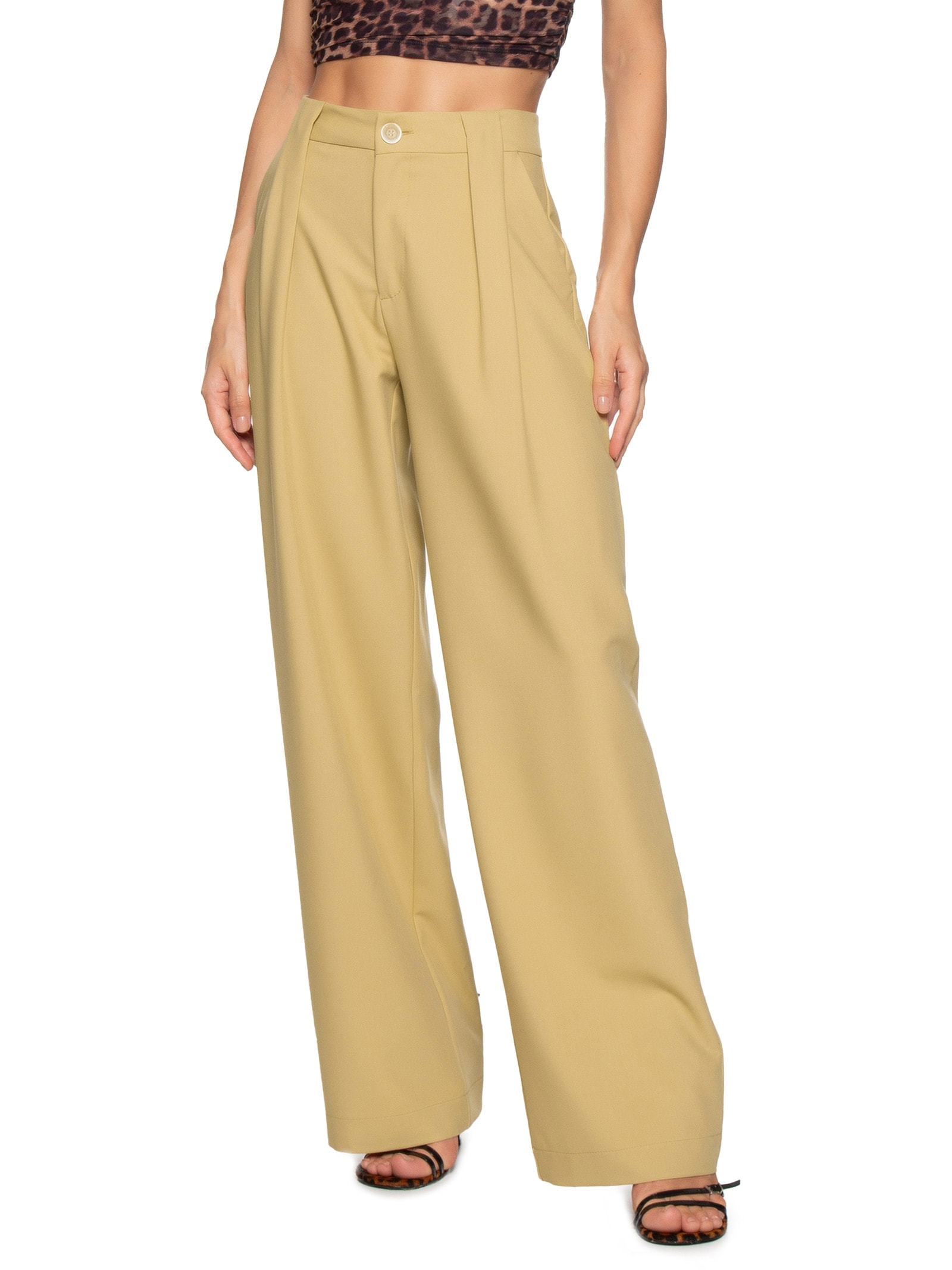 Calça Detalhe de Pences Bege Colcci