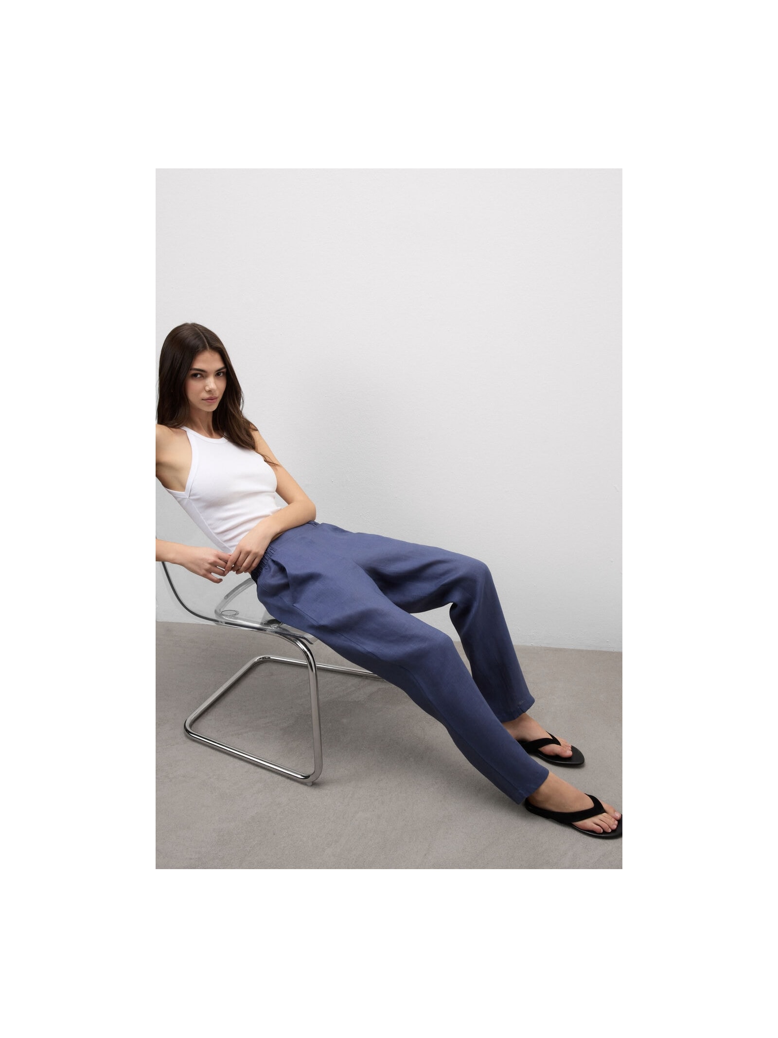 Calça Em Linho Azul Intimissimi