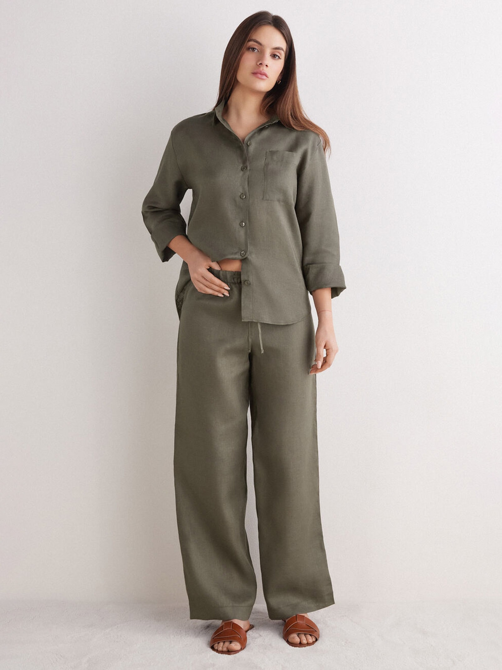 Calça Em Linho The Pure Linen Verde Intimissimi