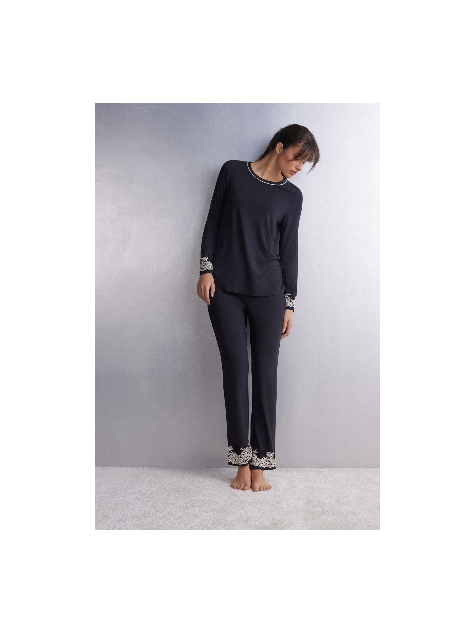 Calça Em Modal Pretty Flowers Preto Intimissimi