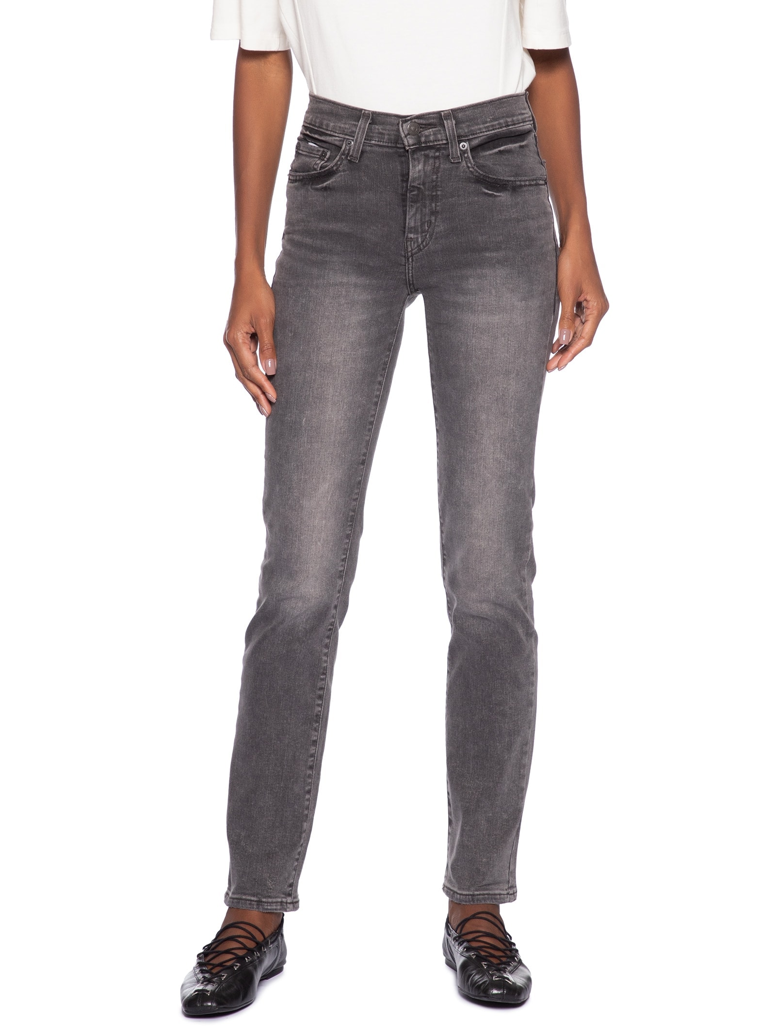 Calça Feminina 724 High Rise Straight Cinza Levi's