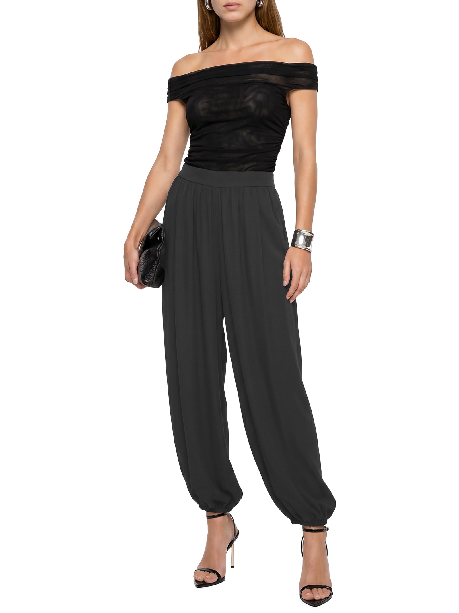 Calça Feminina Aladim Com Franzido Preto My Favorite