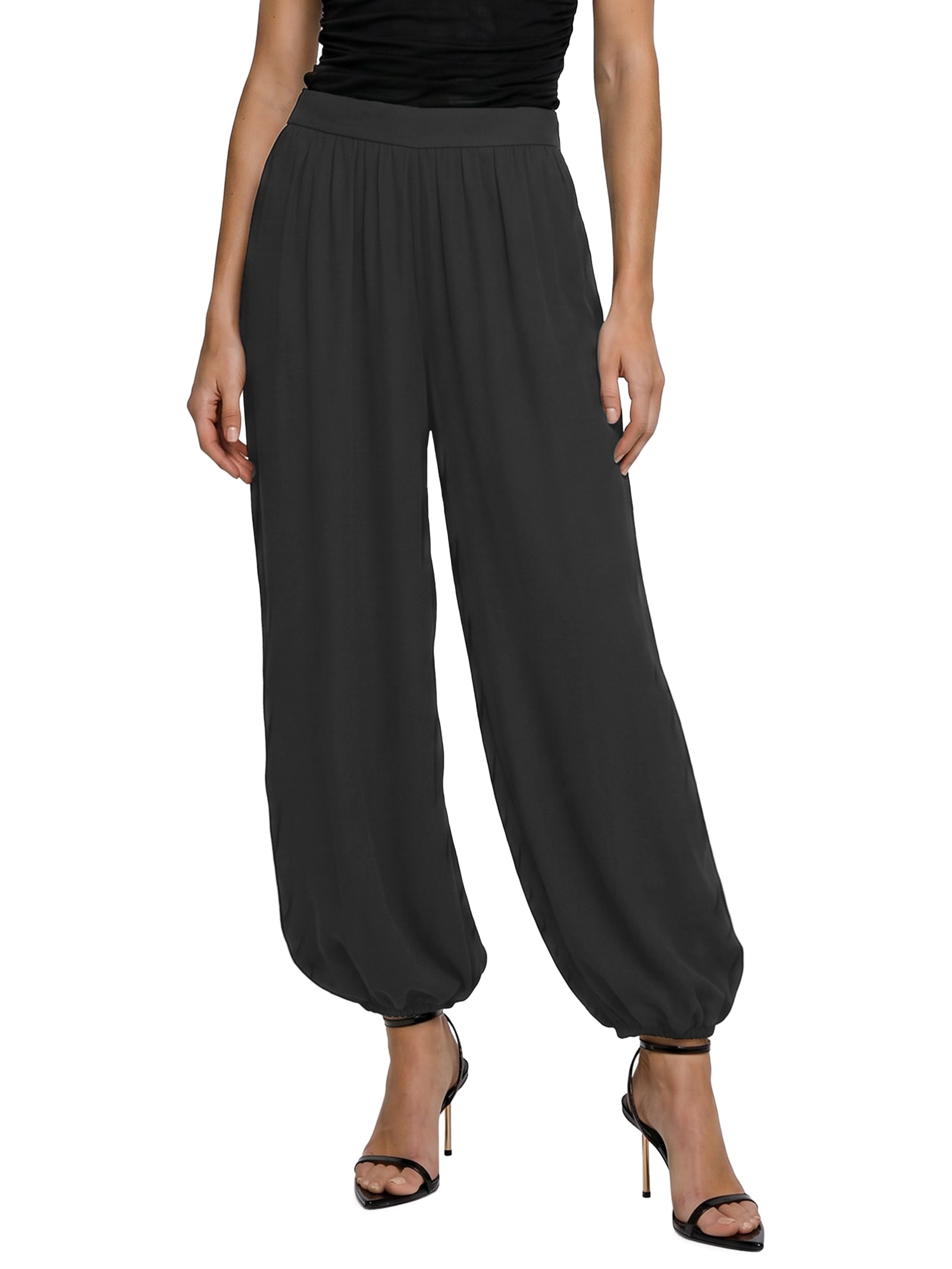 Calça Feminina Aladim Com Franzido Preto My Favorite