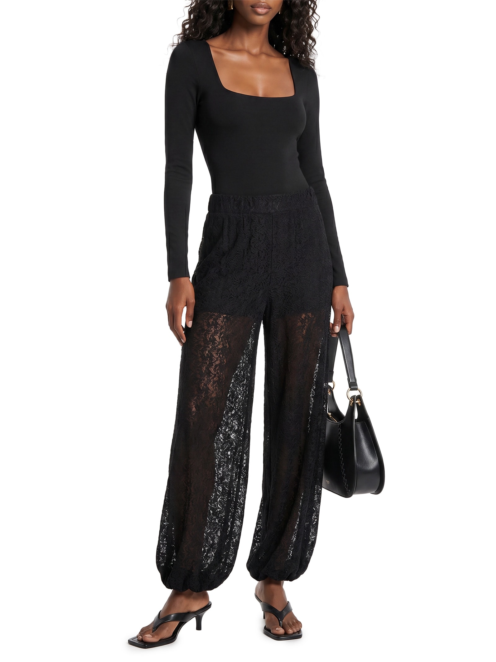 Calça Feminina Aladim De Renda Preto Lança Perfume