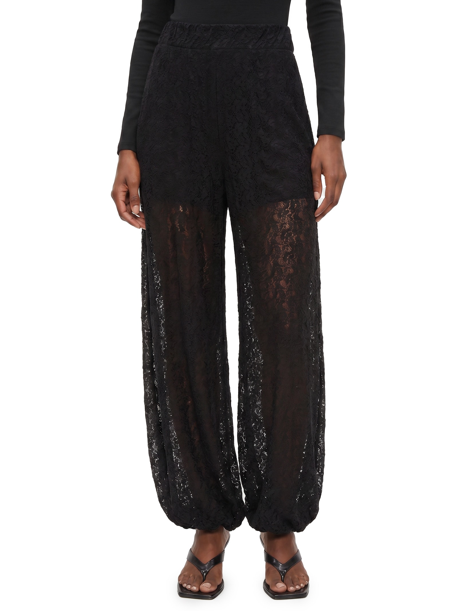 Calça Feminina Aladim De Renda Preto Lança Perfume