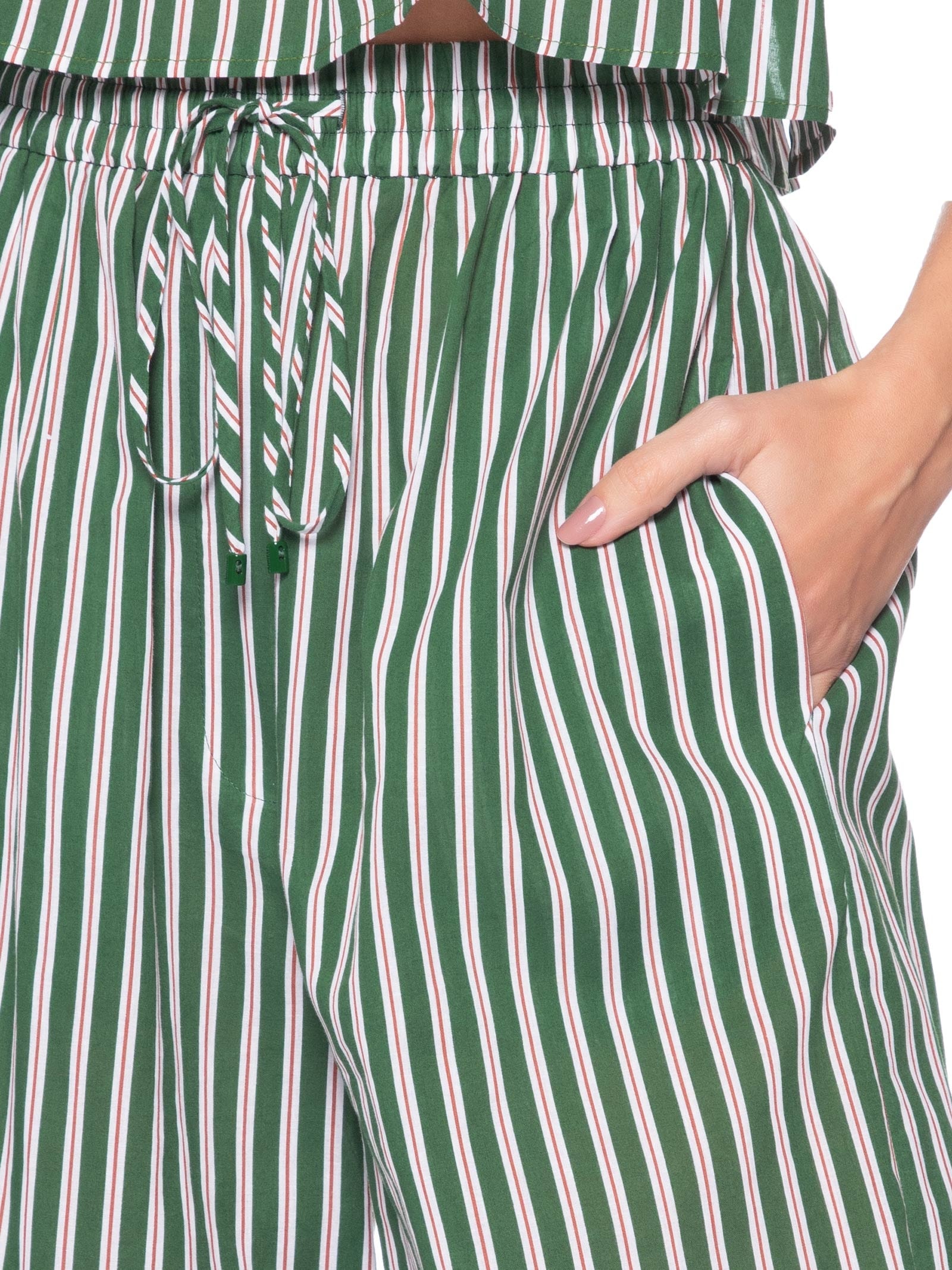 Calça Feminina Aladim de Voil Listrada Verde Animale