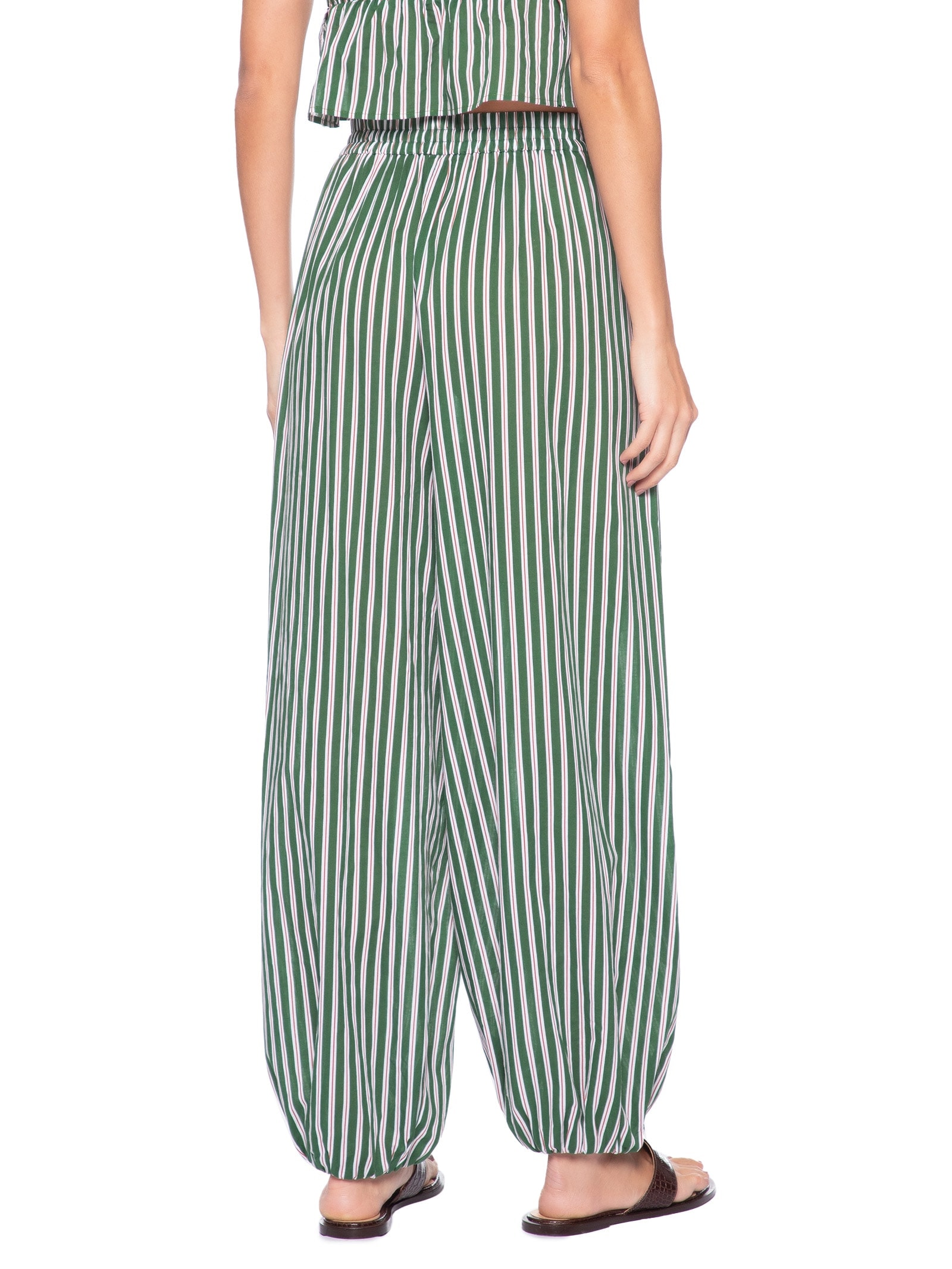 Calça Feminina Aladim de Voil Listrada Verde Animale
