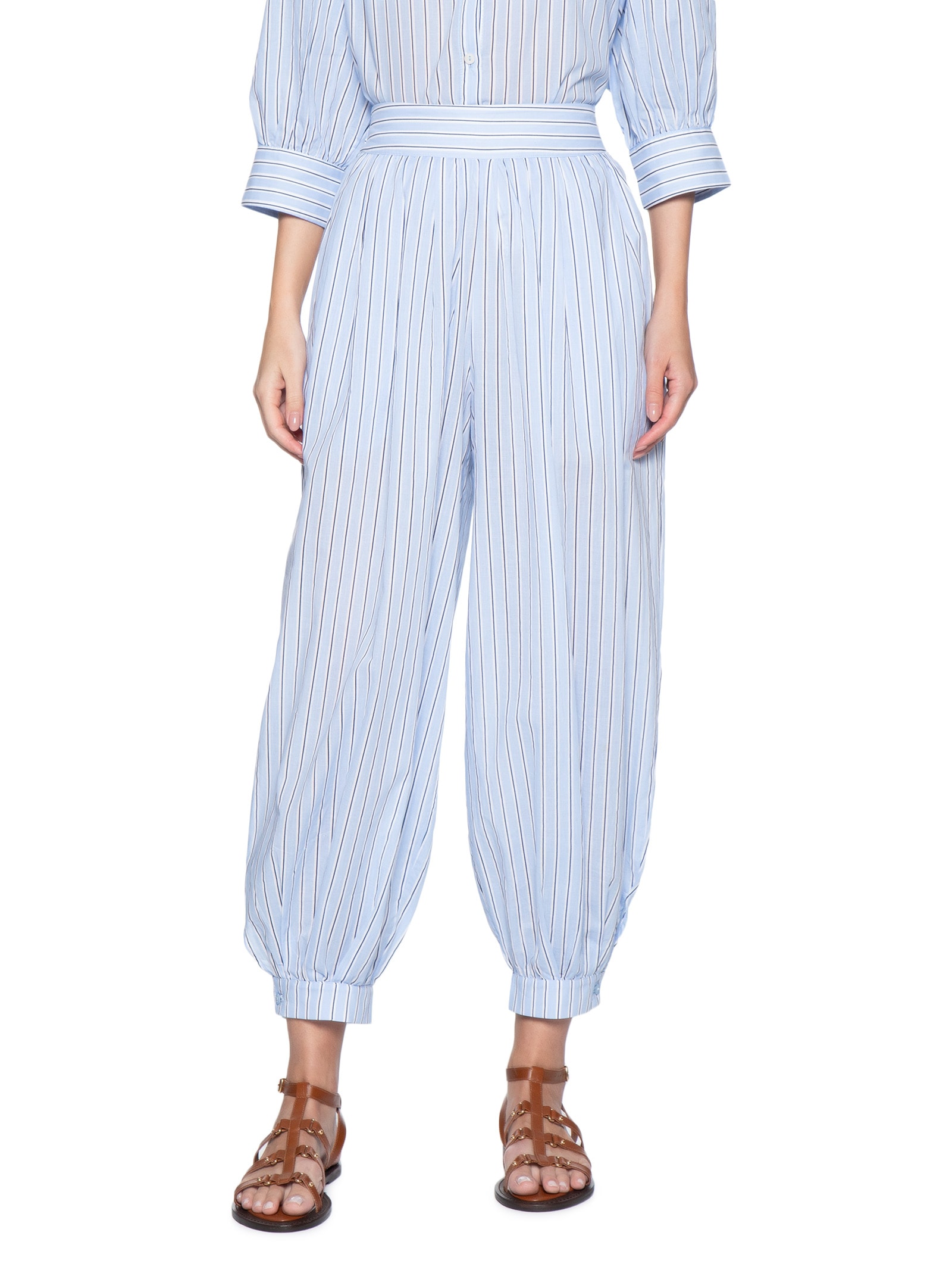 Calça Feminina Aladim Estampa Listra Litoral Azul Dress To