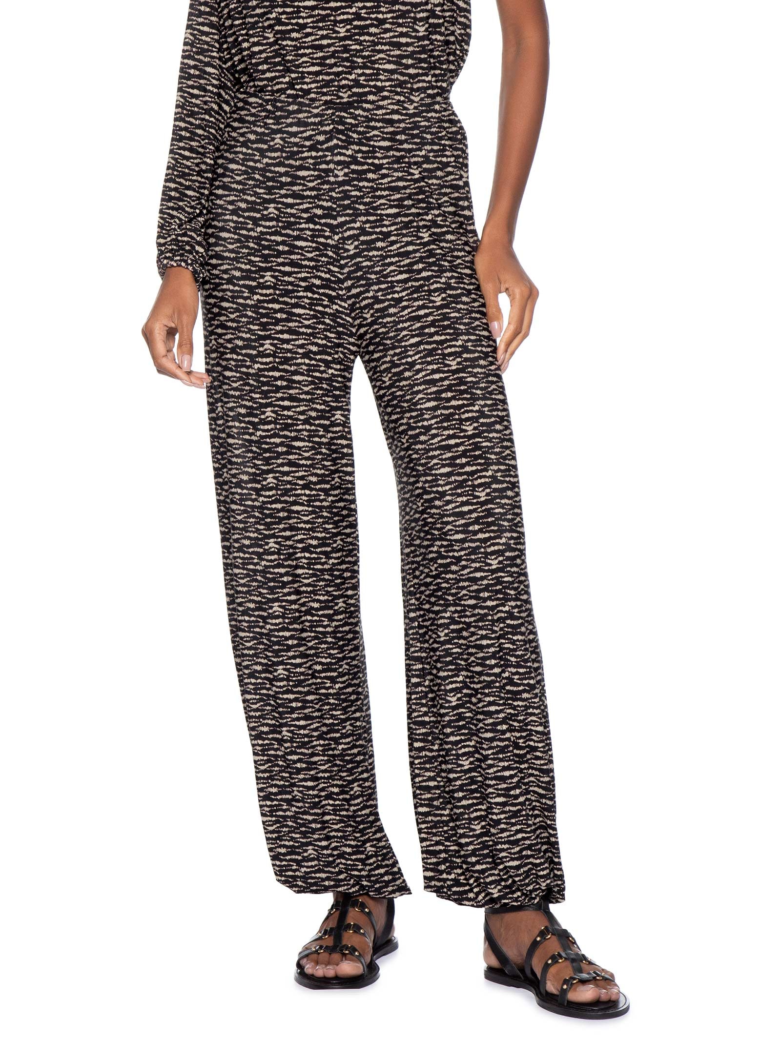 Calça Feminina Aladim Estampa Trace Preto Maria Filó