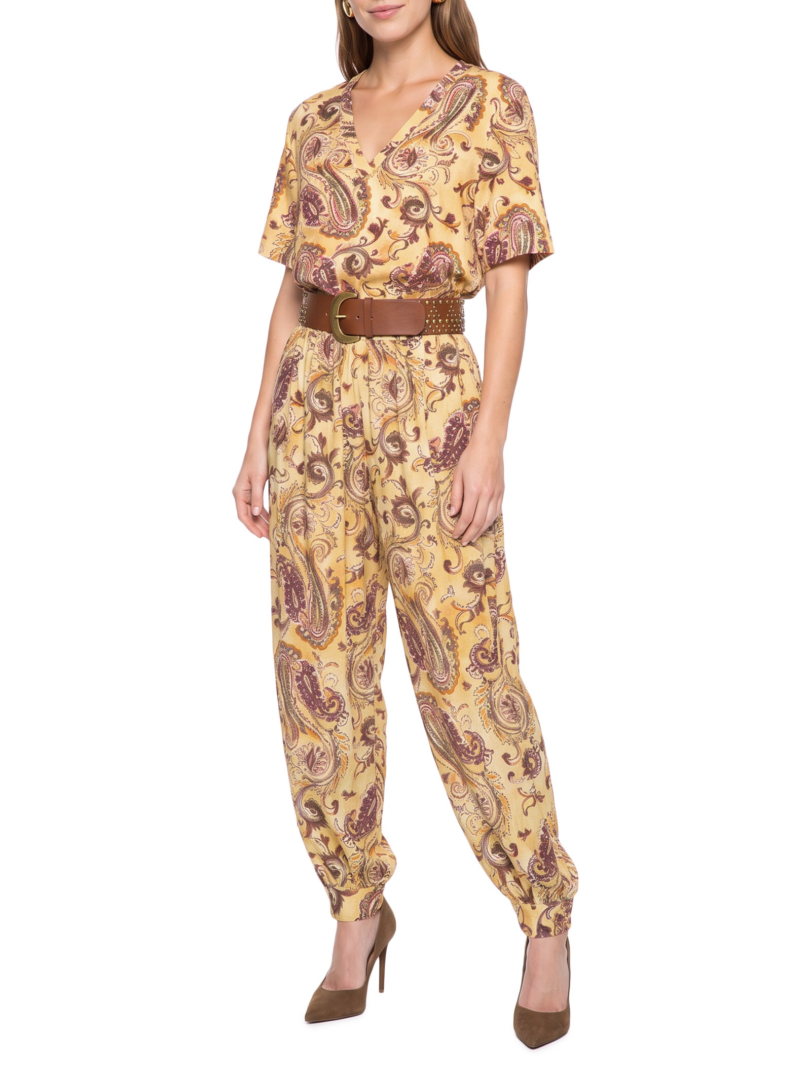 Calça Feminina Aladim Estampada Amarelo Lança Perfume