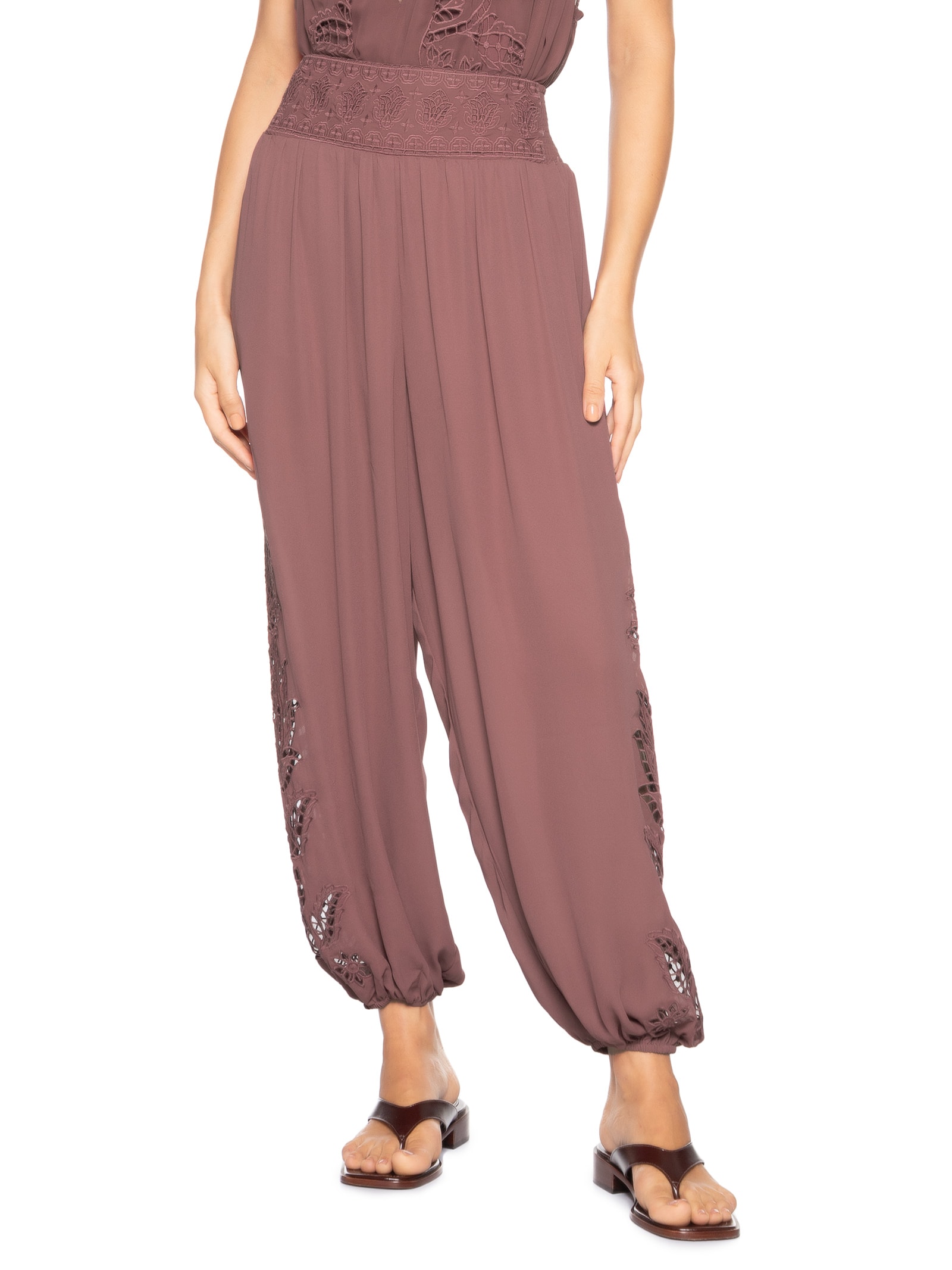 Calça Feminina Aladim Richelieu Tulipas Rosa Farm