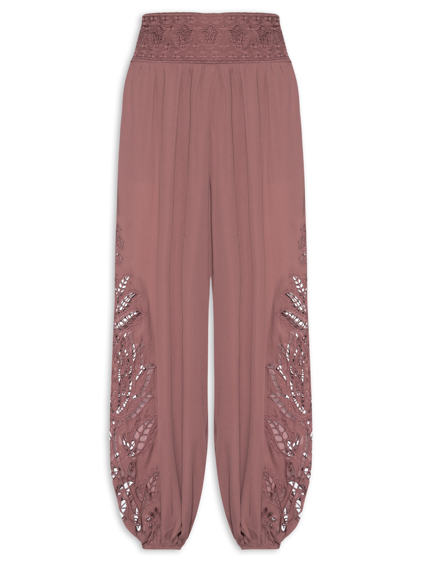 Calça Feminina Aladim Richelieu Tulipas Rosa Farm