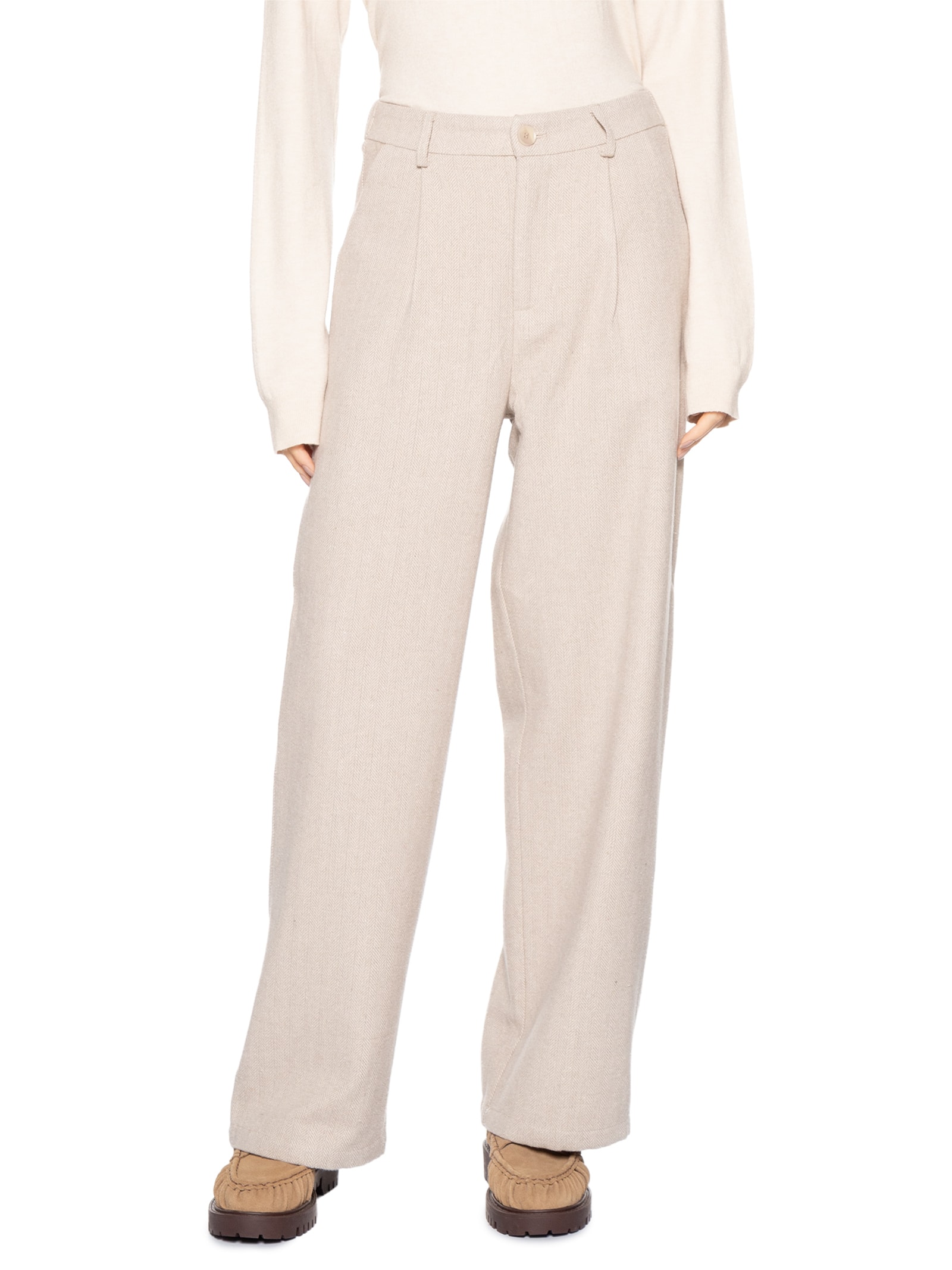 Calça Feminina Alfaiataria Bege Basiq