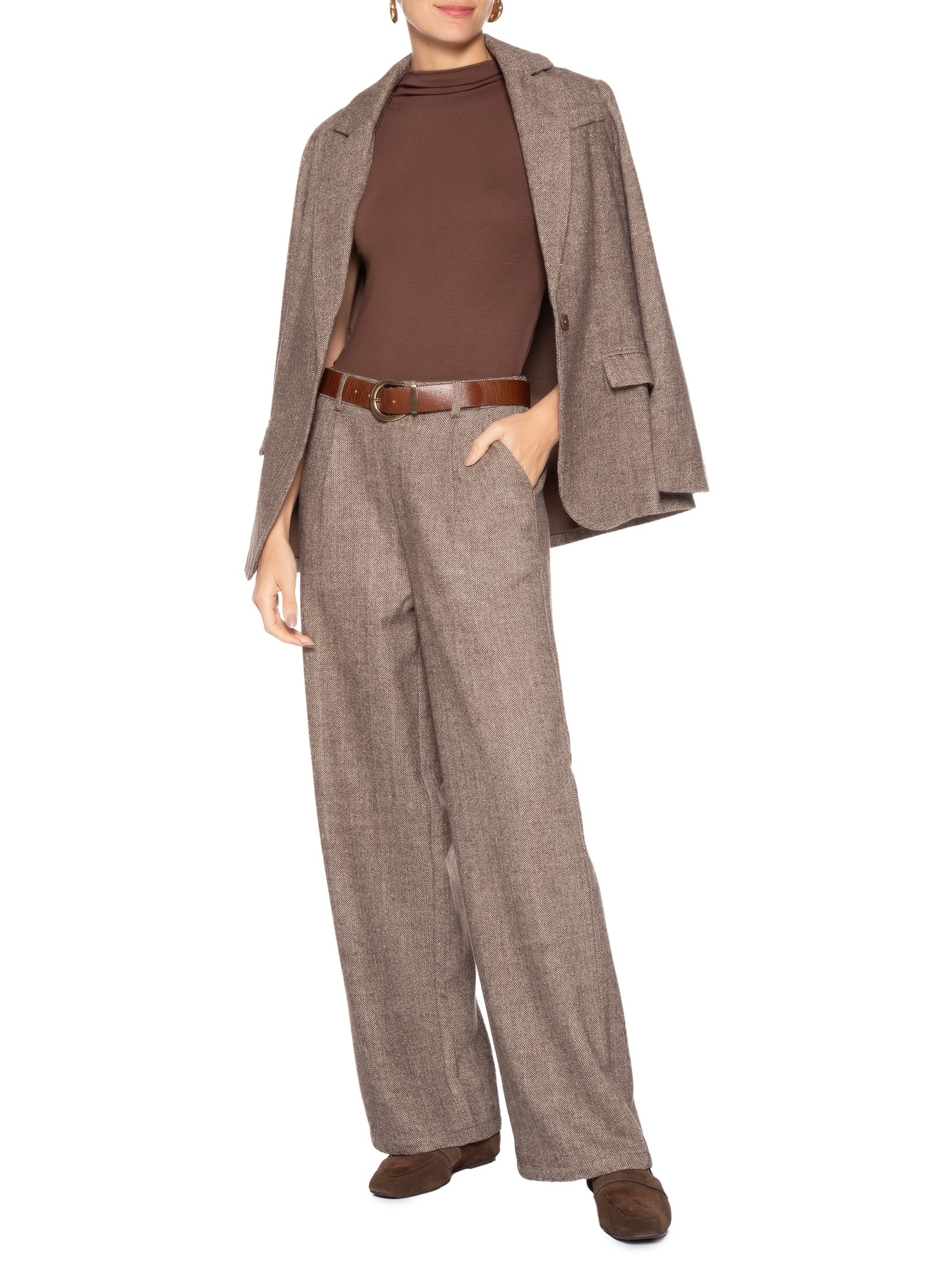 Calça Feminina Alfaiataria Bege Basiq