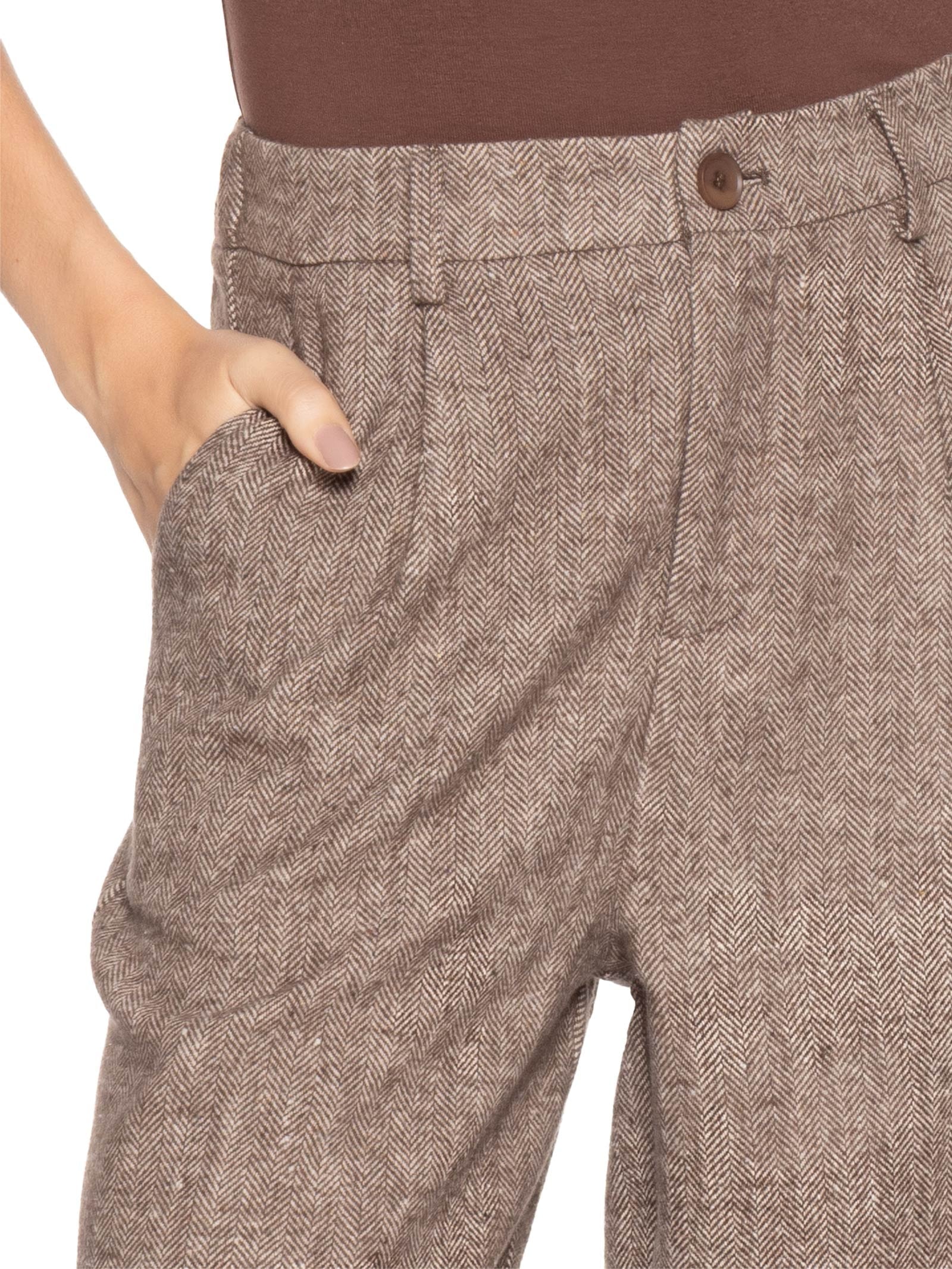 Calça Feminina Alfaiataria Bege Basiq