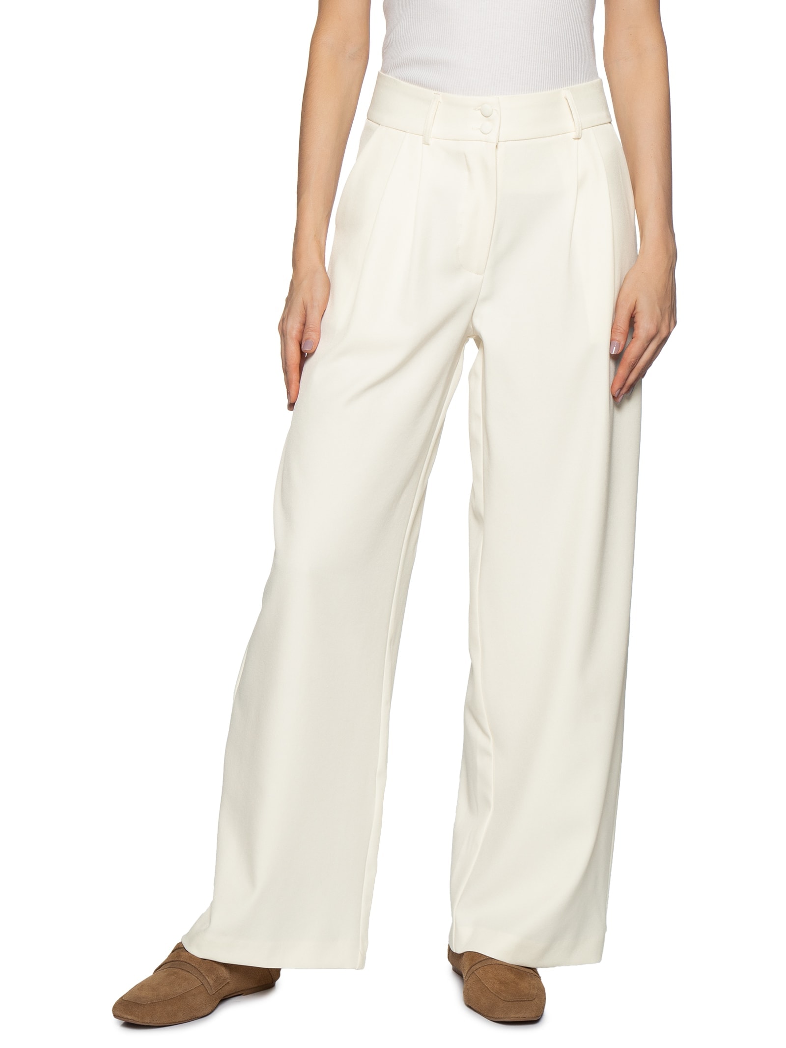Calça Feminina Alfaiataria Branco Basiq