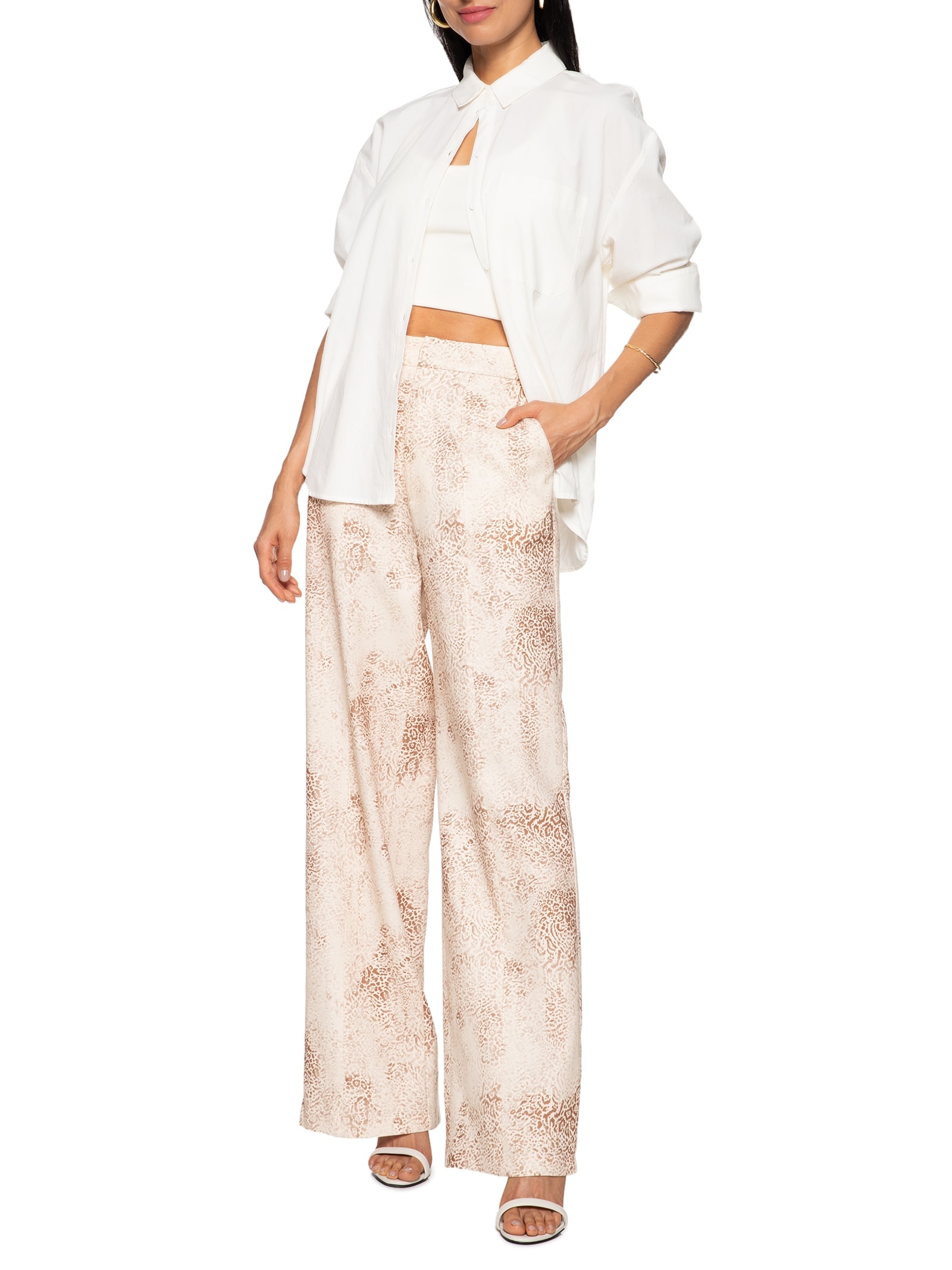 Calça Feminina Alfaiataria Cintura Alta Animal Print My Favorite Things