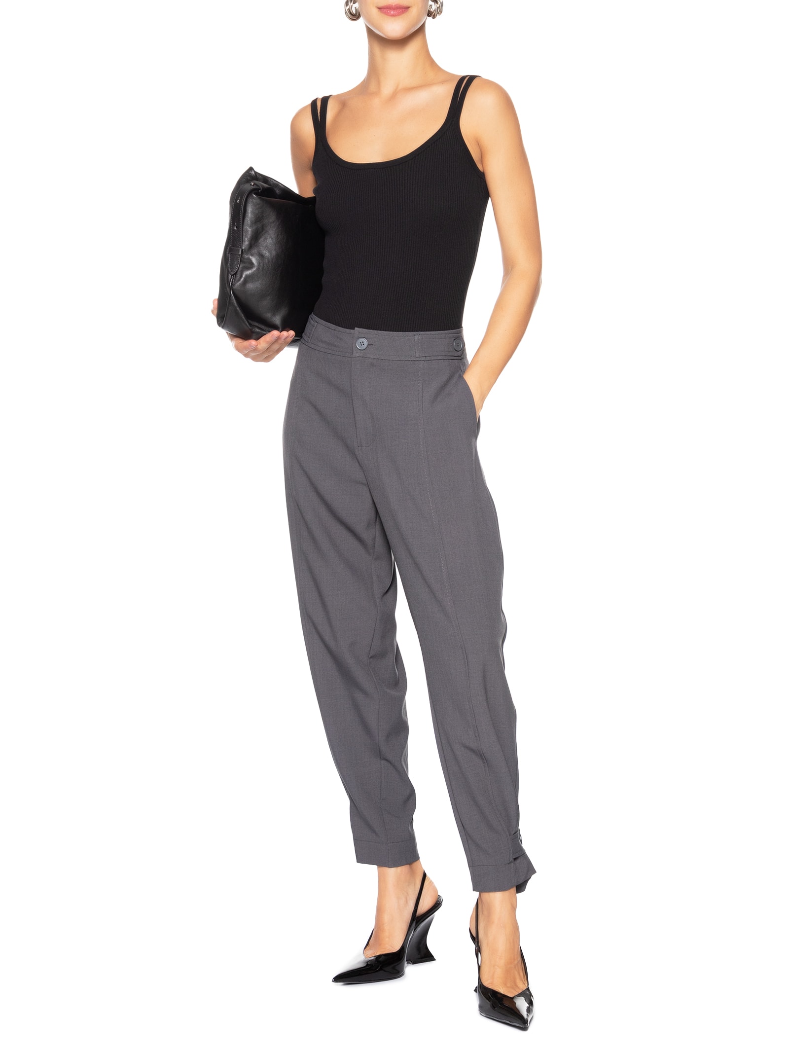 Calça Feminina Alfaiataria Cinza Market 33