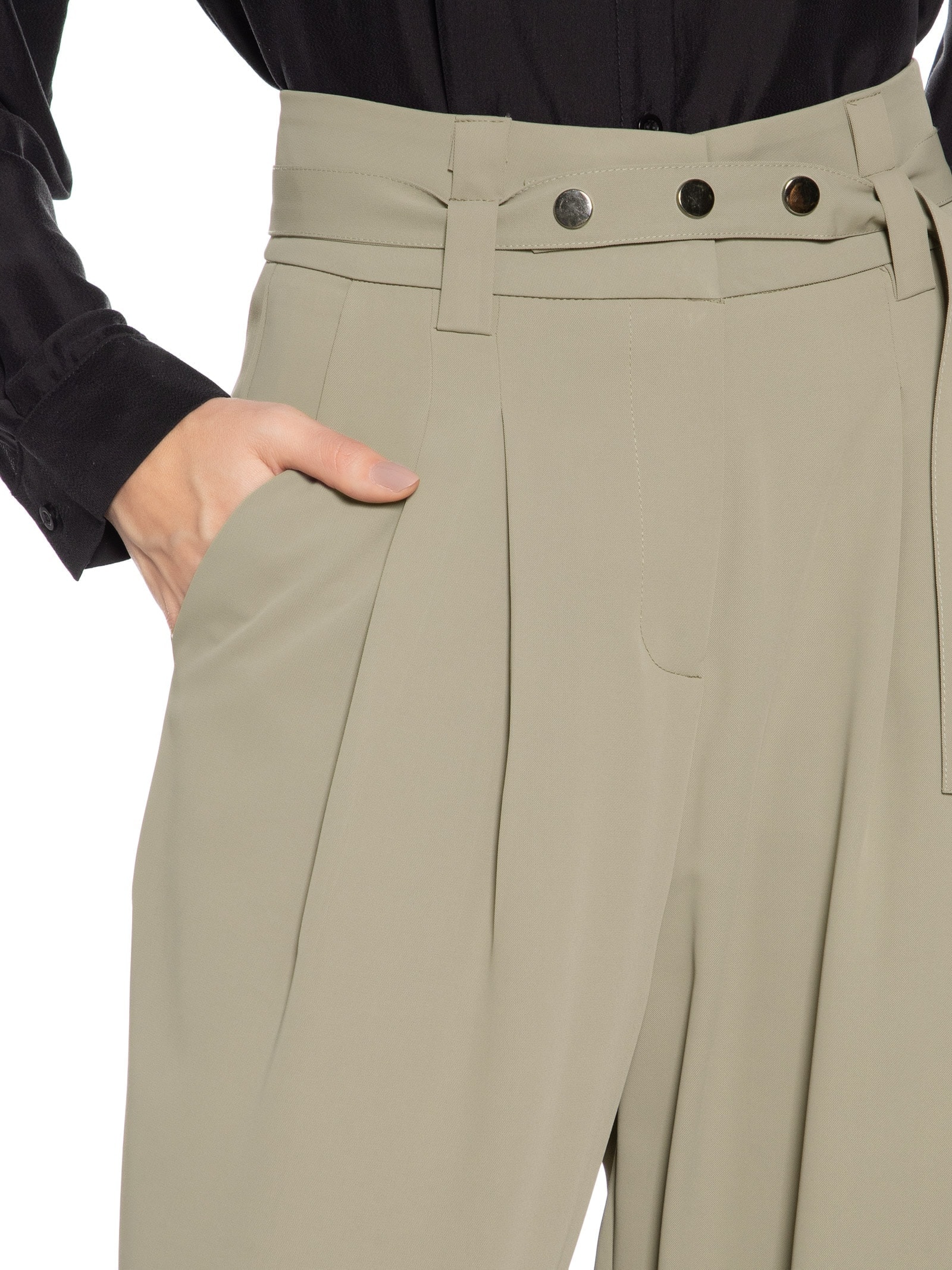 Calça Feminina Alfaiataria Com Cinto Cinza '2Essential