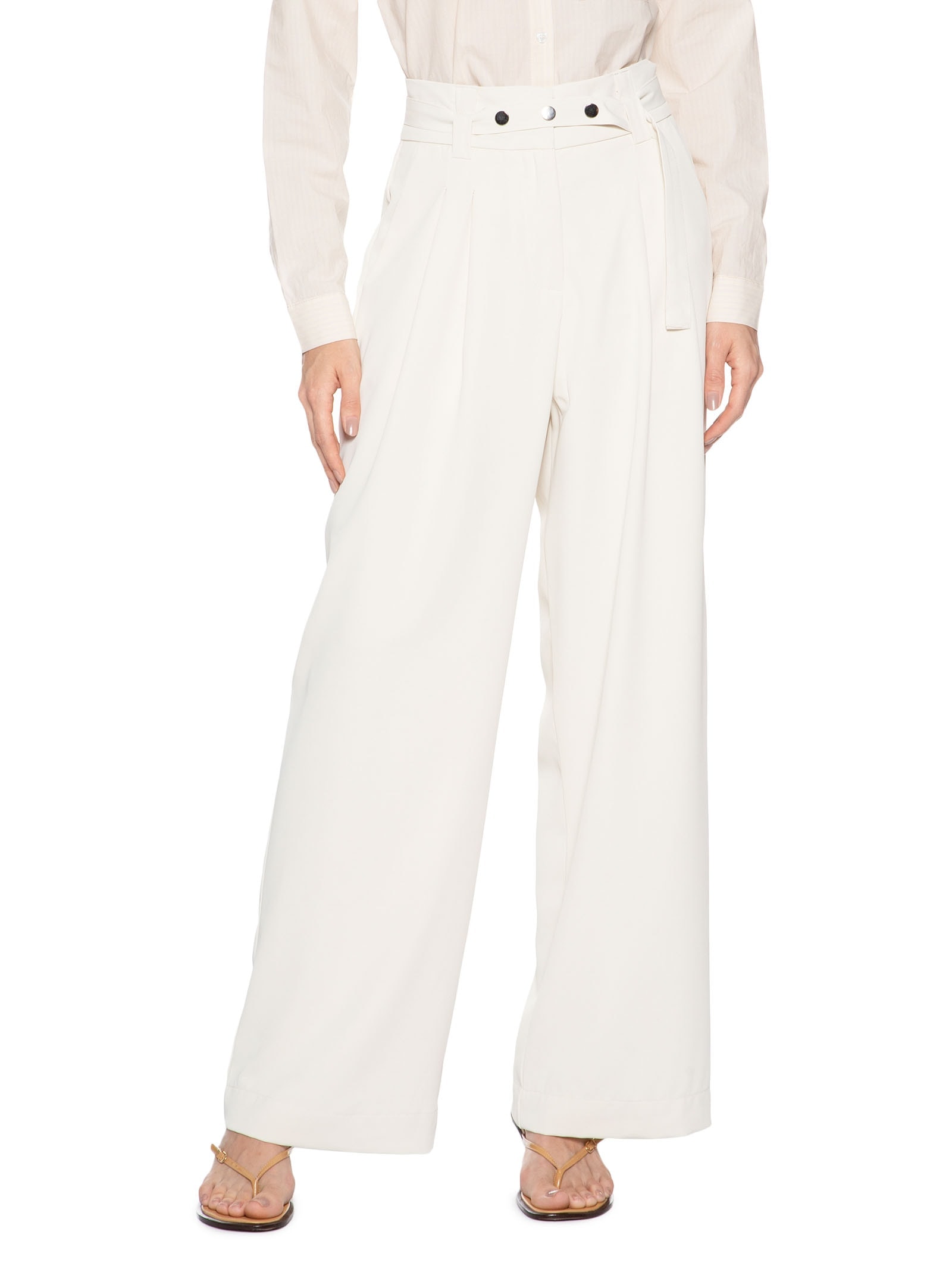 Calça Feminina Alfaiataria Com Cinto Off White '2Essential