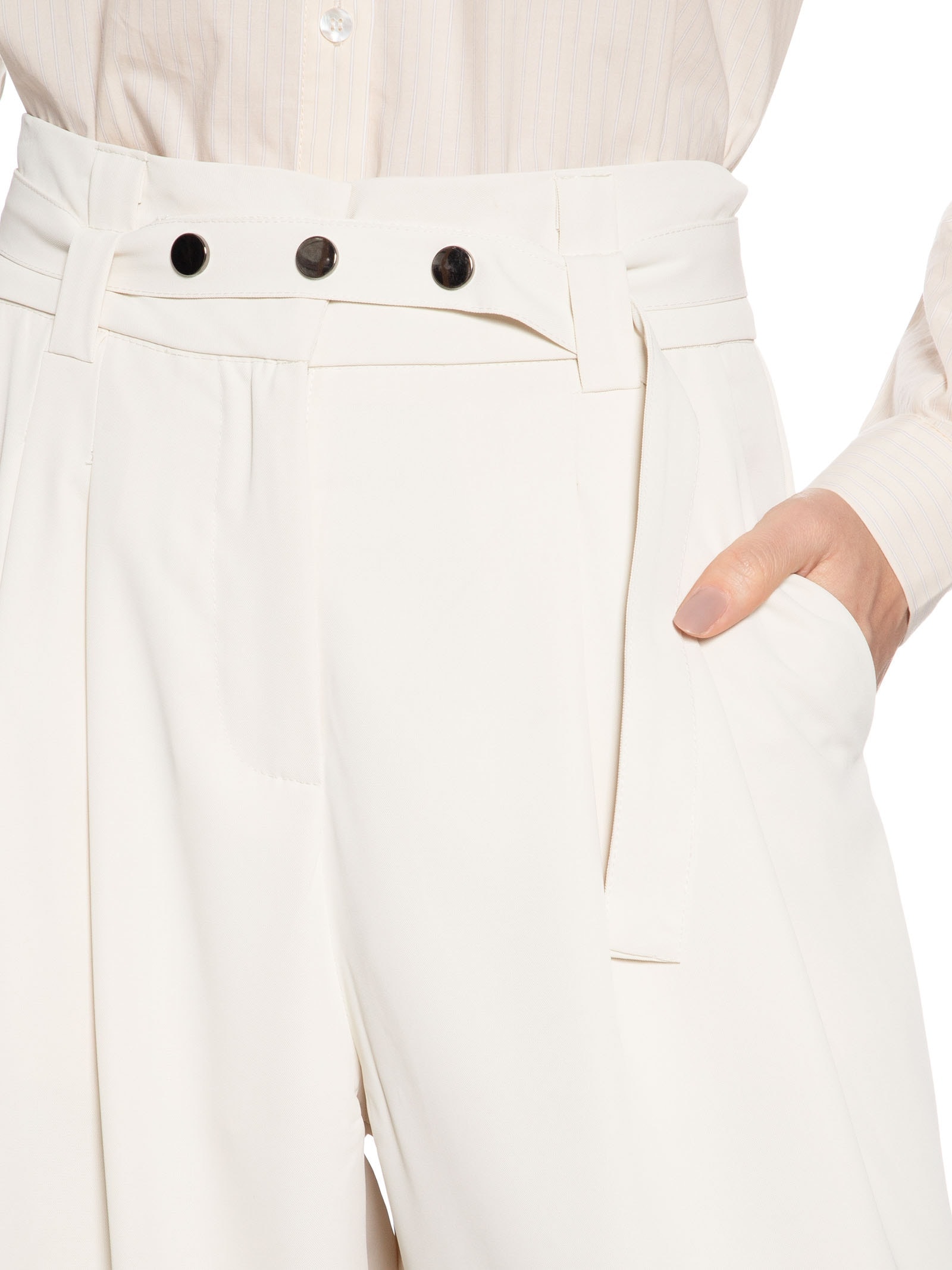 Calça Feminina Alfaiataria Com Cinto Off White '2Essential