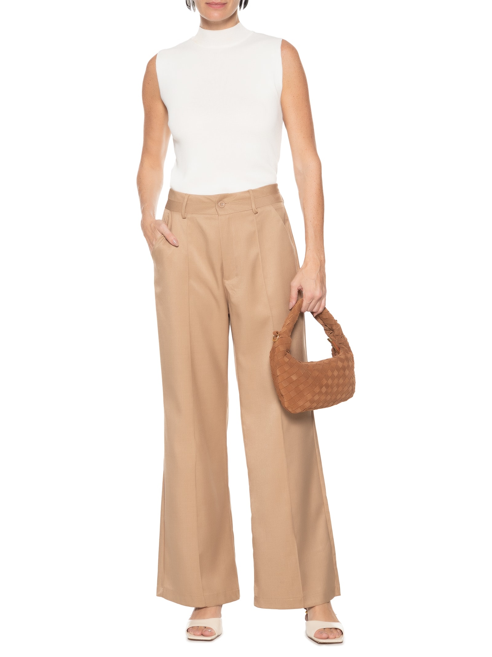 Calça Feminina Alfaiataria Marrom Market 33