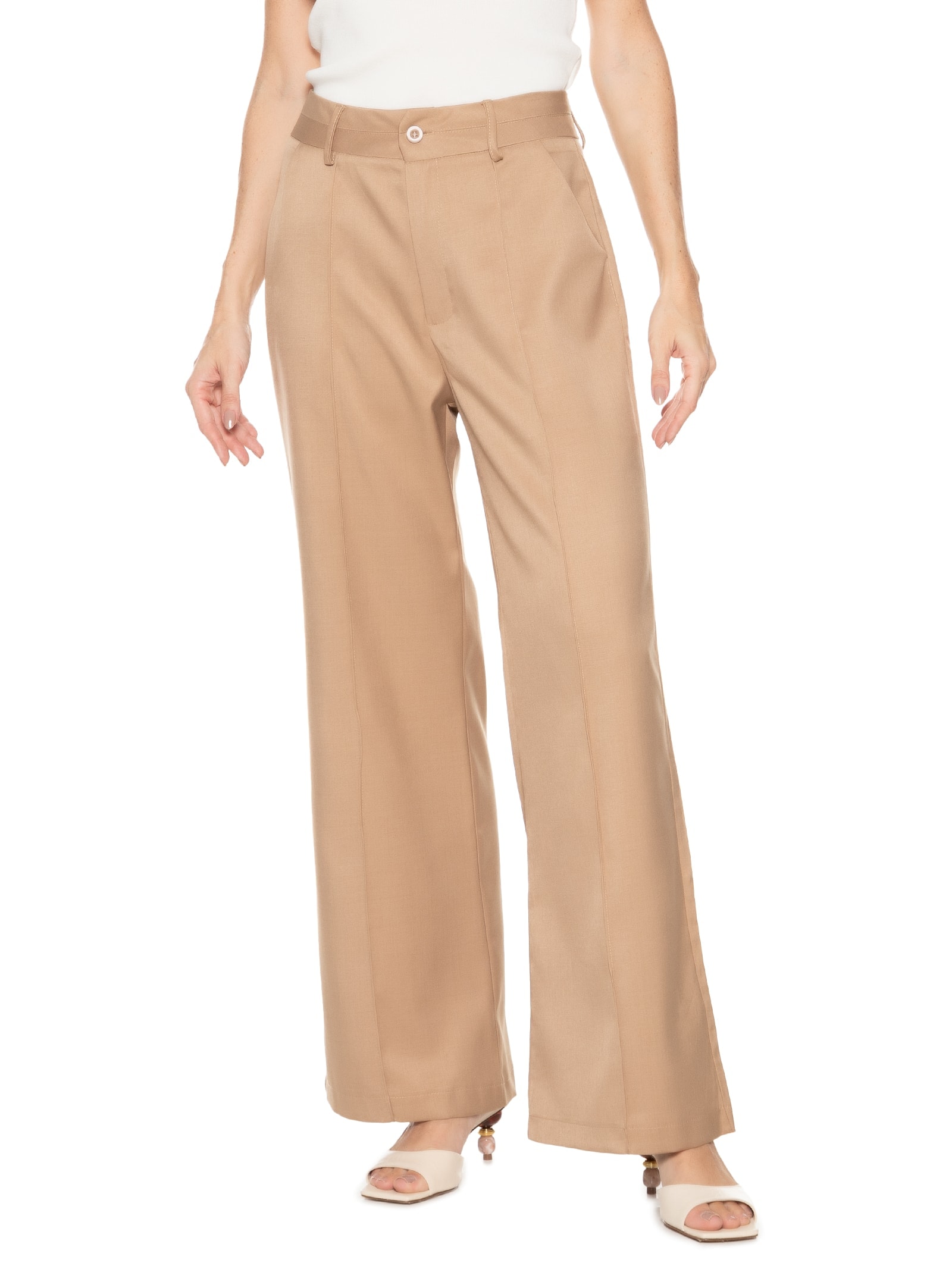 Calça Feminina Alfaiataria Marrom Market 33
