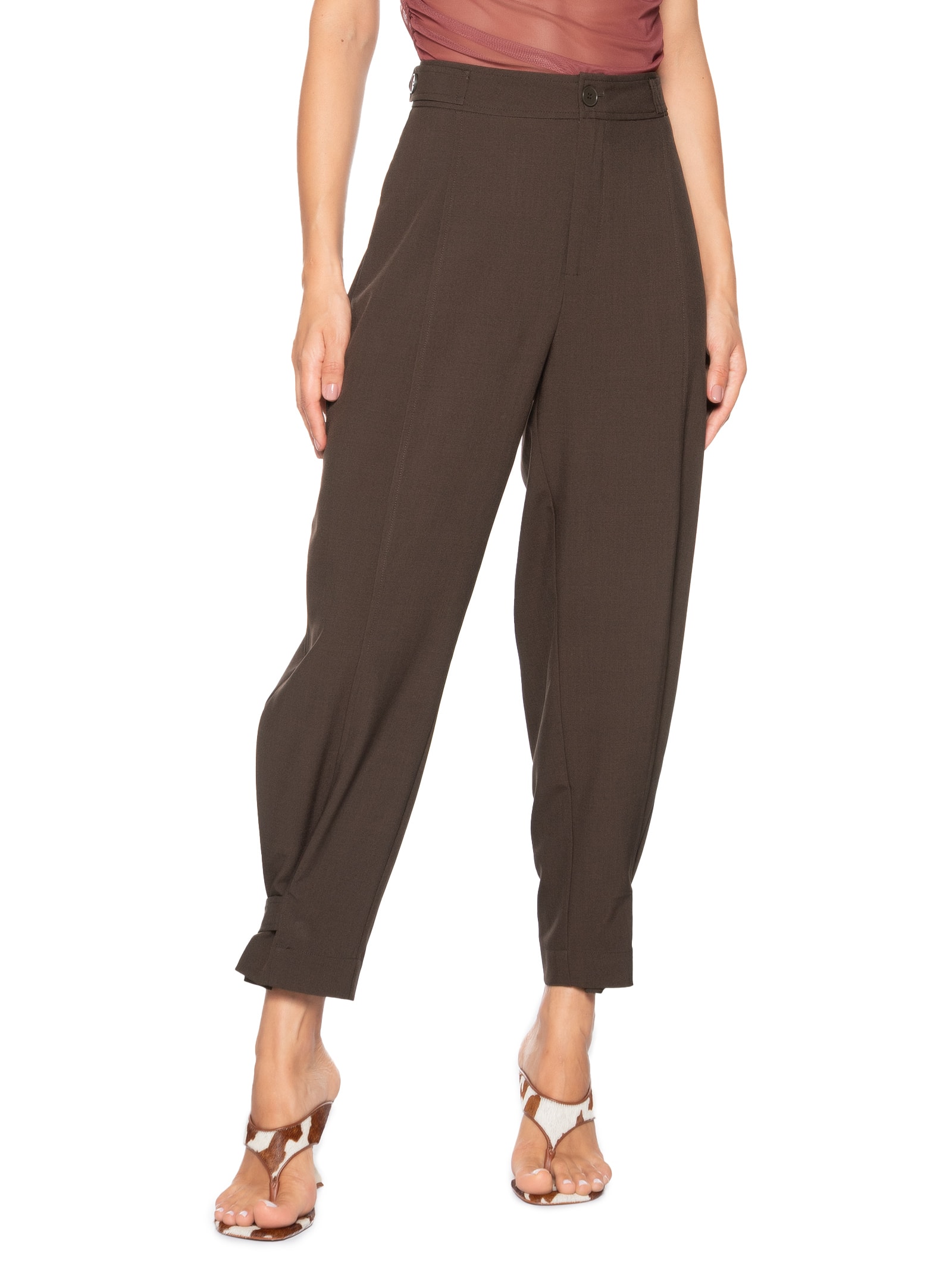 Calça Feminina Alfaiataria Marrom Market 33