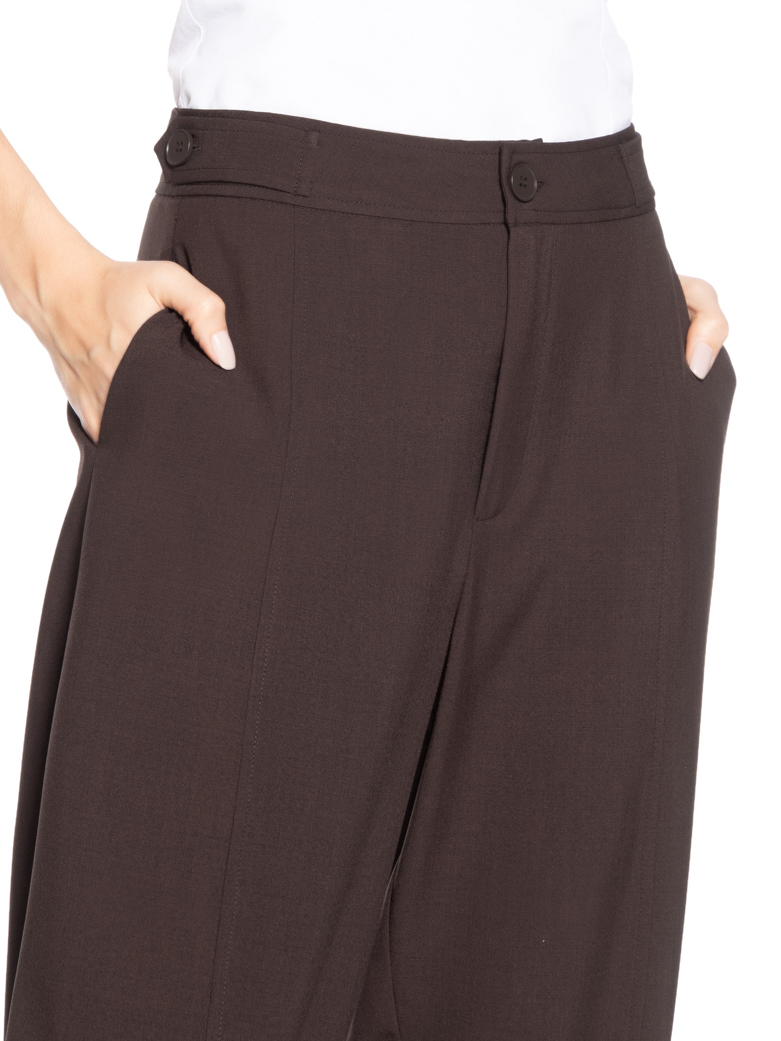 Calça Feminina Alfaiataria Marrom Market 33