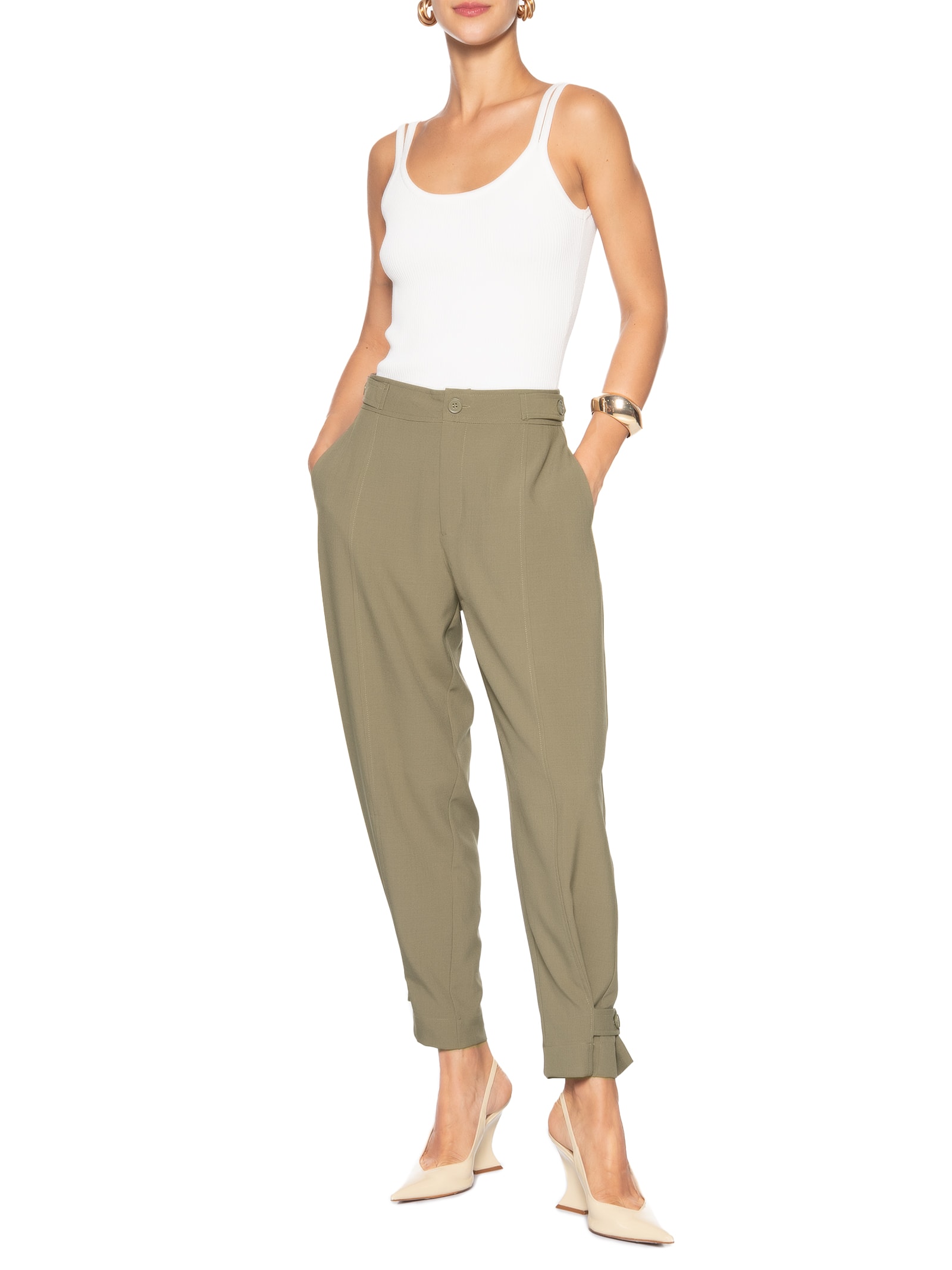 Calça Feminina Alfaiataria Marrom Market 33