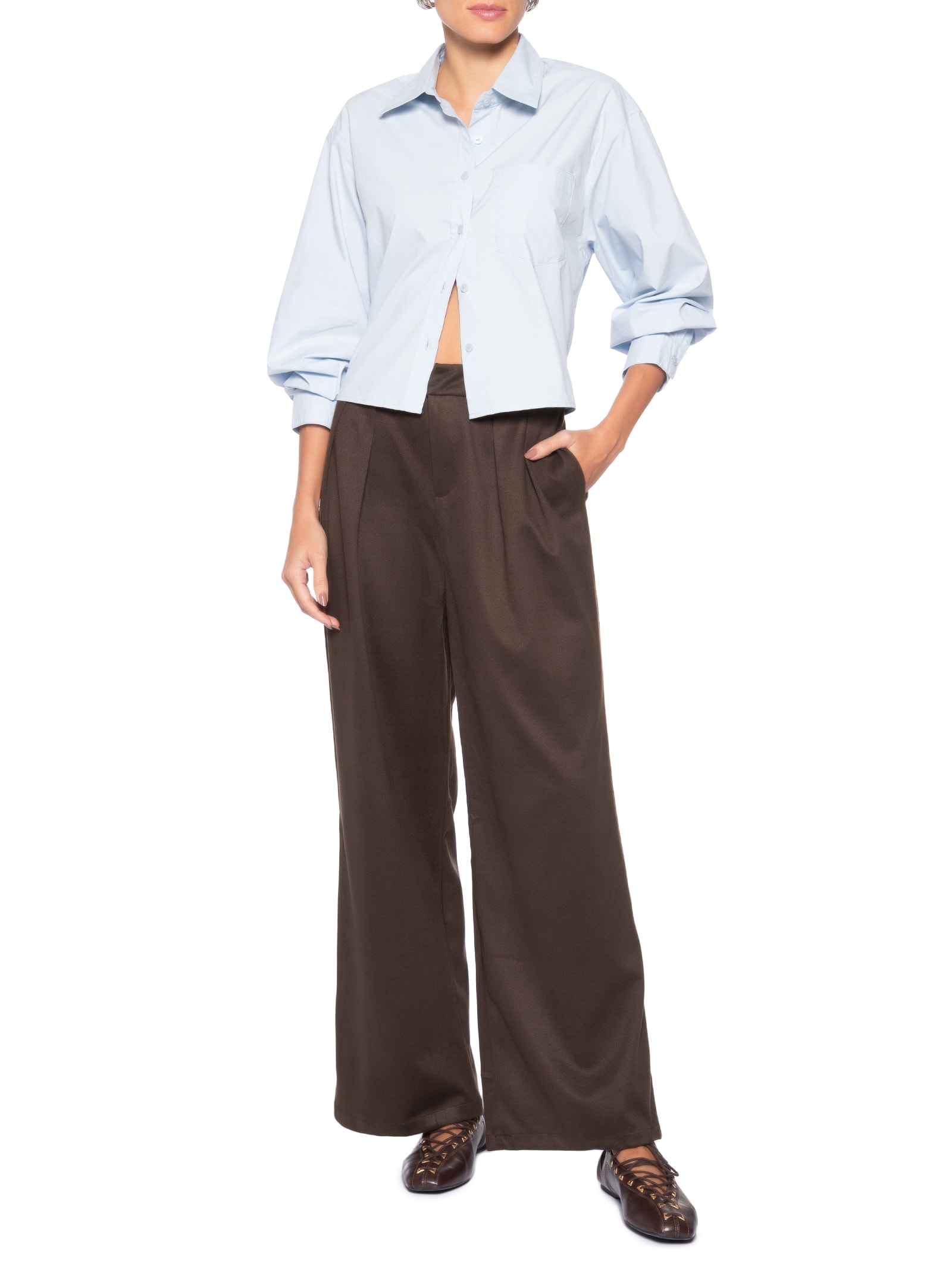 Calça Feminina Alfaiataria Marrom Market 33