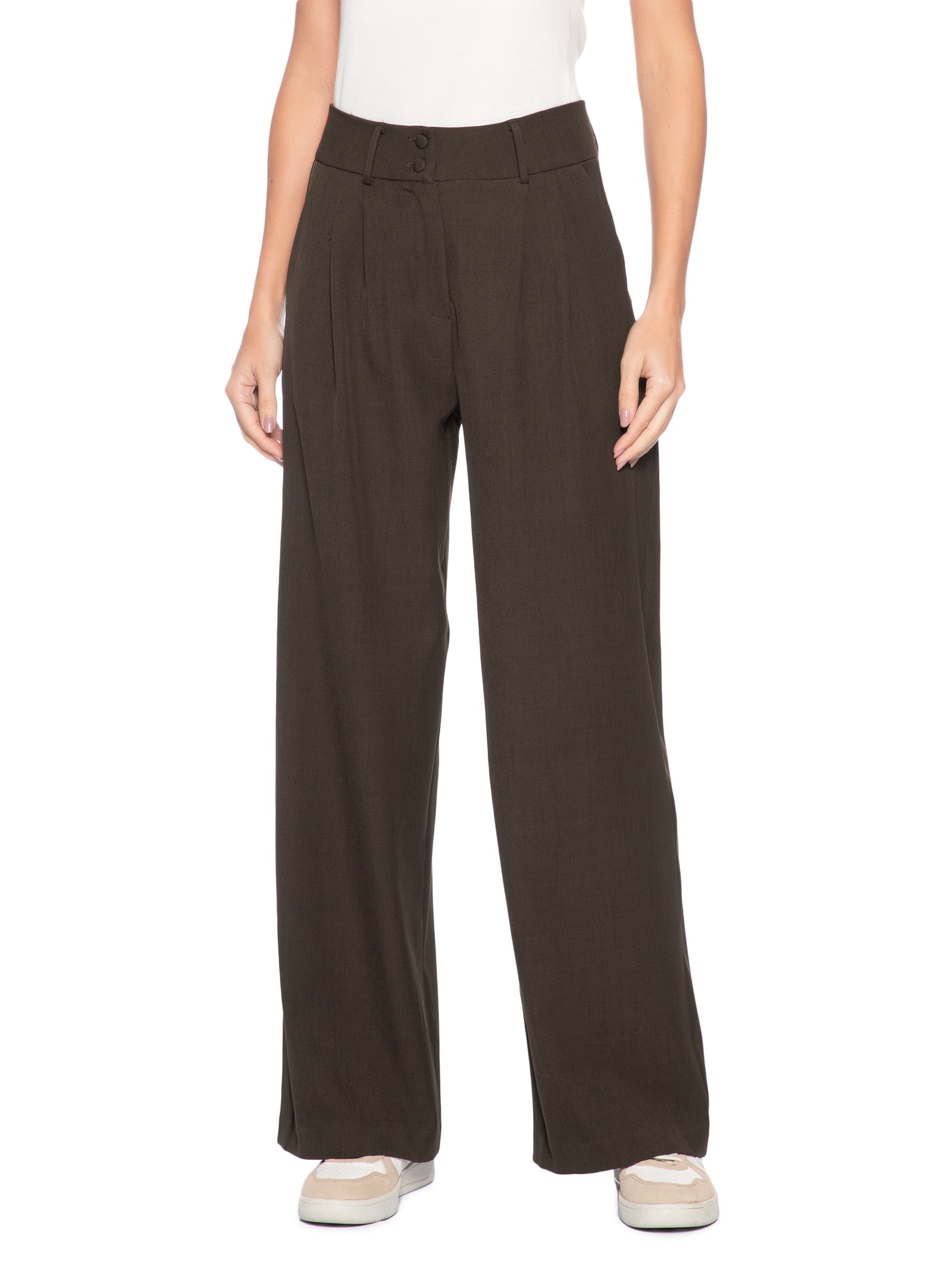Calça Feminina Alfaiataria Marrom Basiq