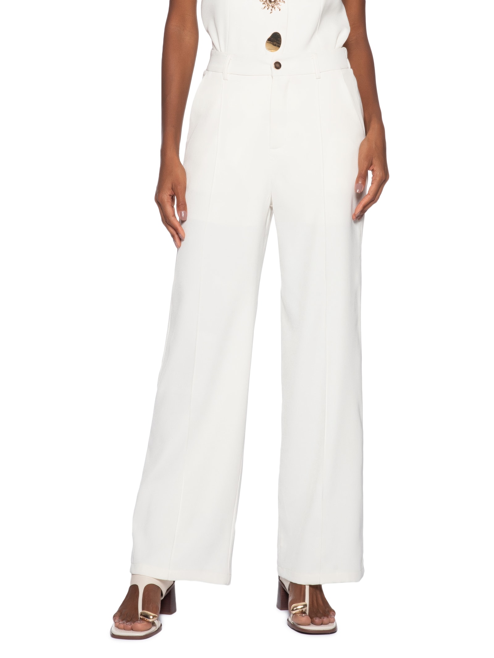 Calça Feminina Alfaiataria Off White '2Essential