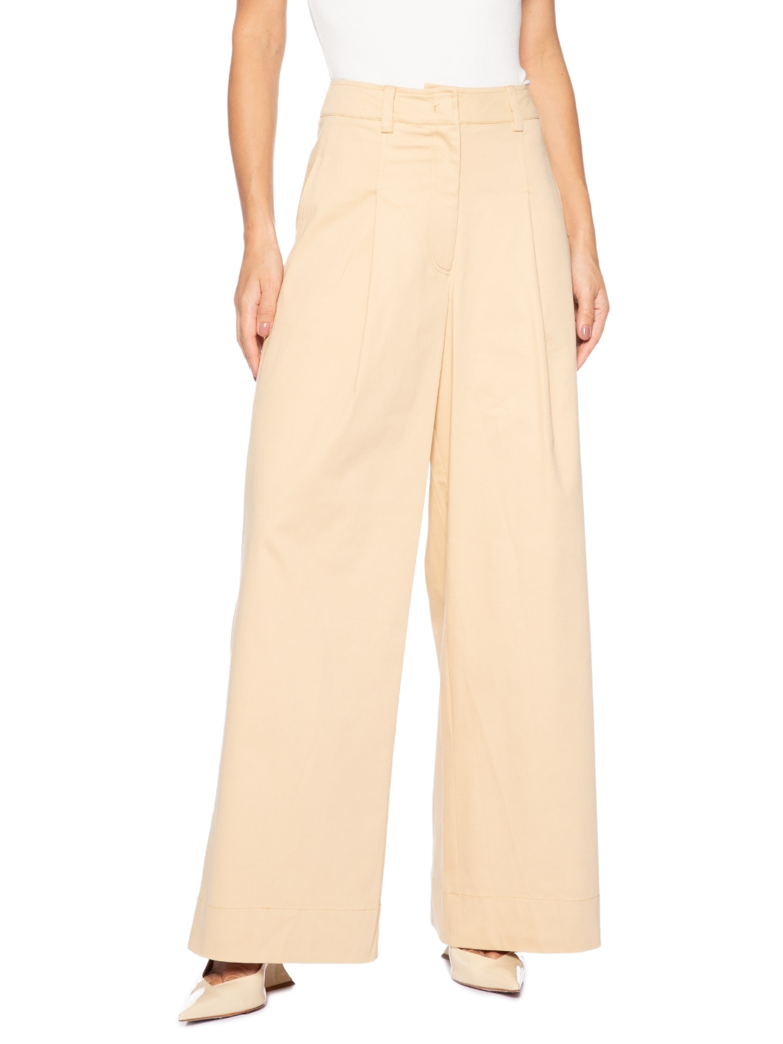 Calça Feminina Alfaiataria Pregas Amarelo Animale Jeans
