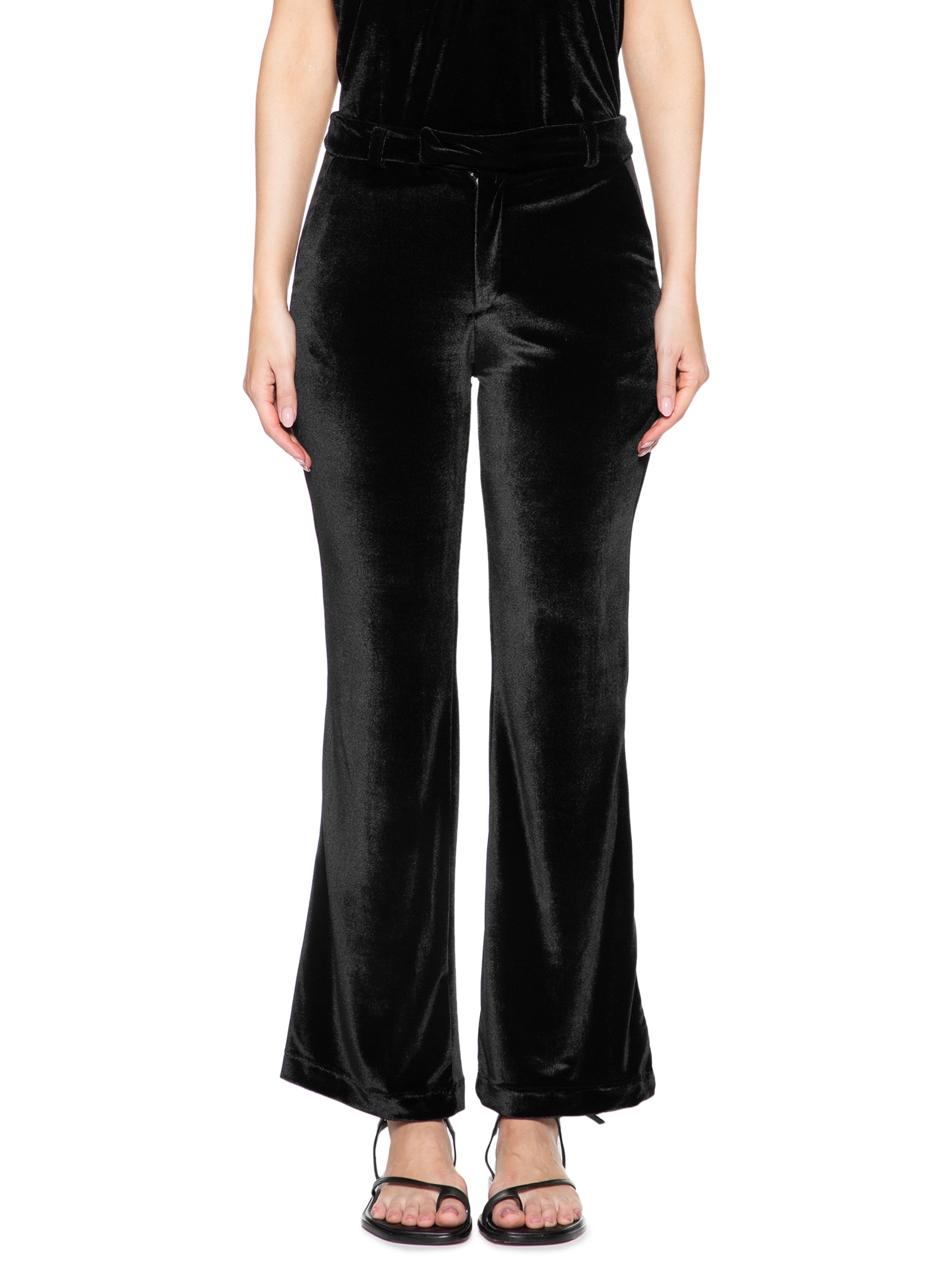 Calça Feminina Alfaiataria Veludo Preto Maria Filó