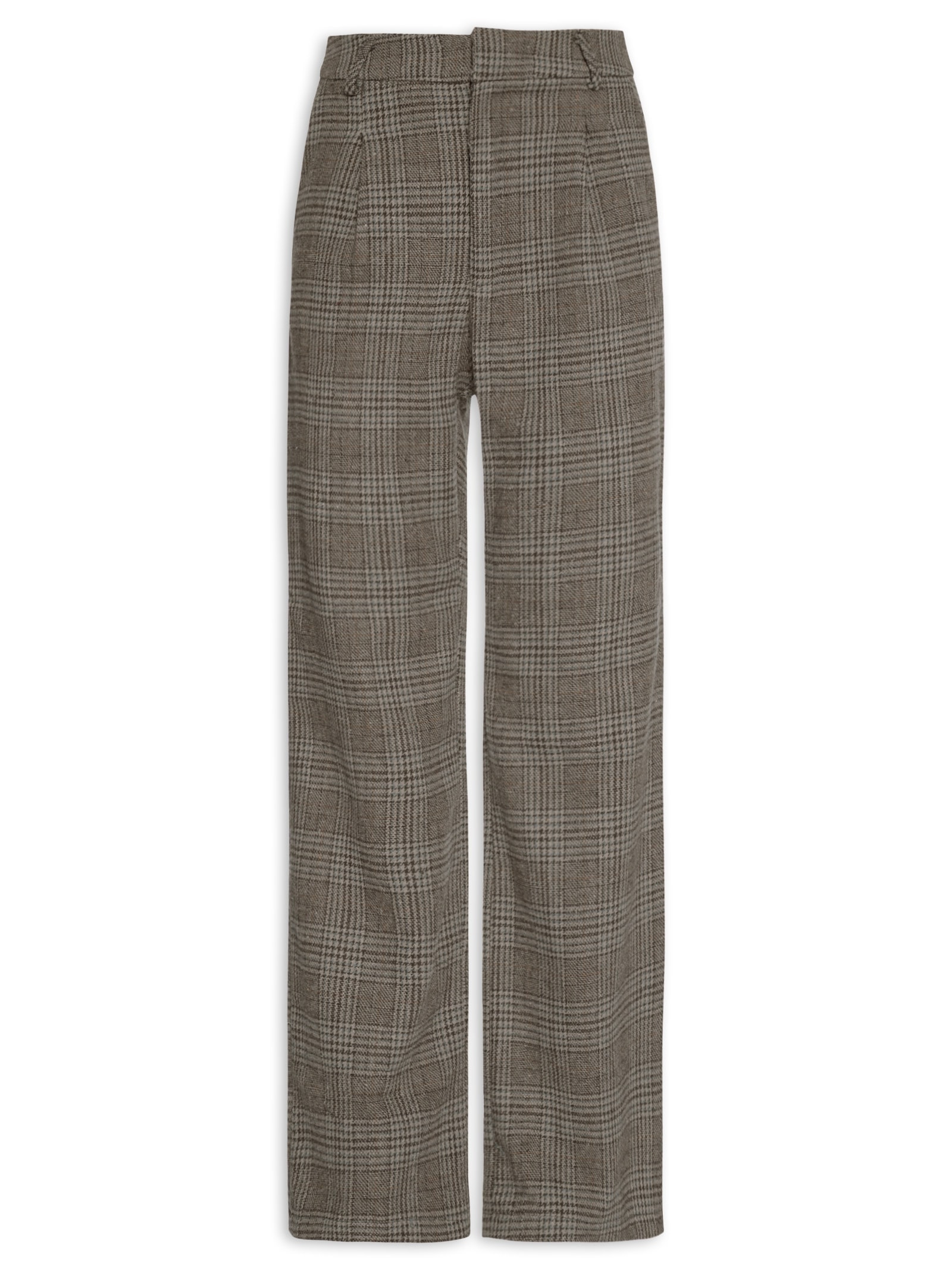 Calça Feminina Alfaiataria Xadrez – Marrom Basiq