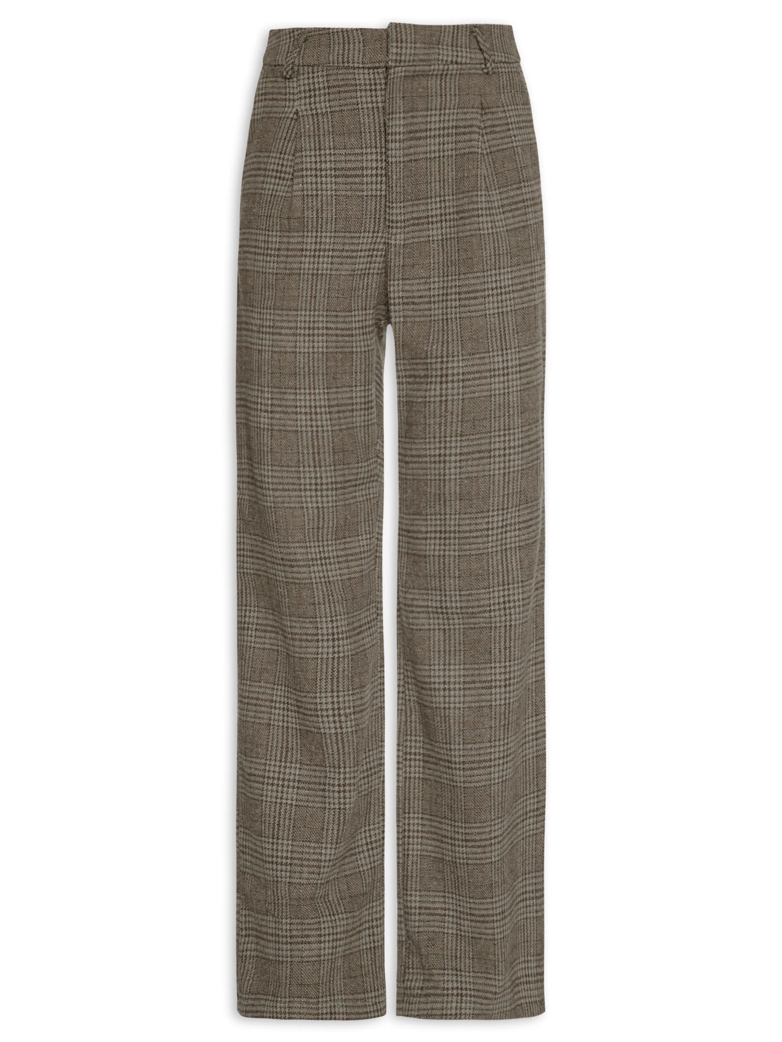 Calça Feminina Alfaiataria Xadrez – Marrom Basiq