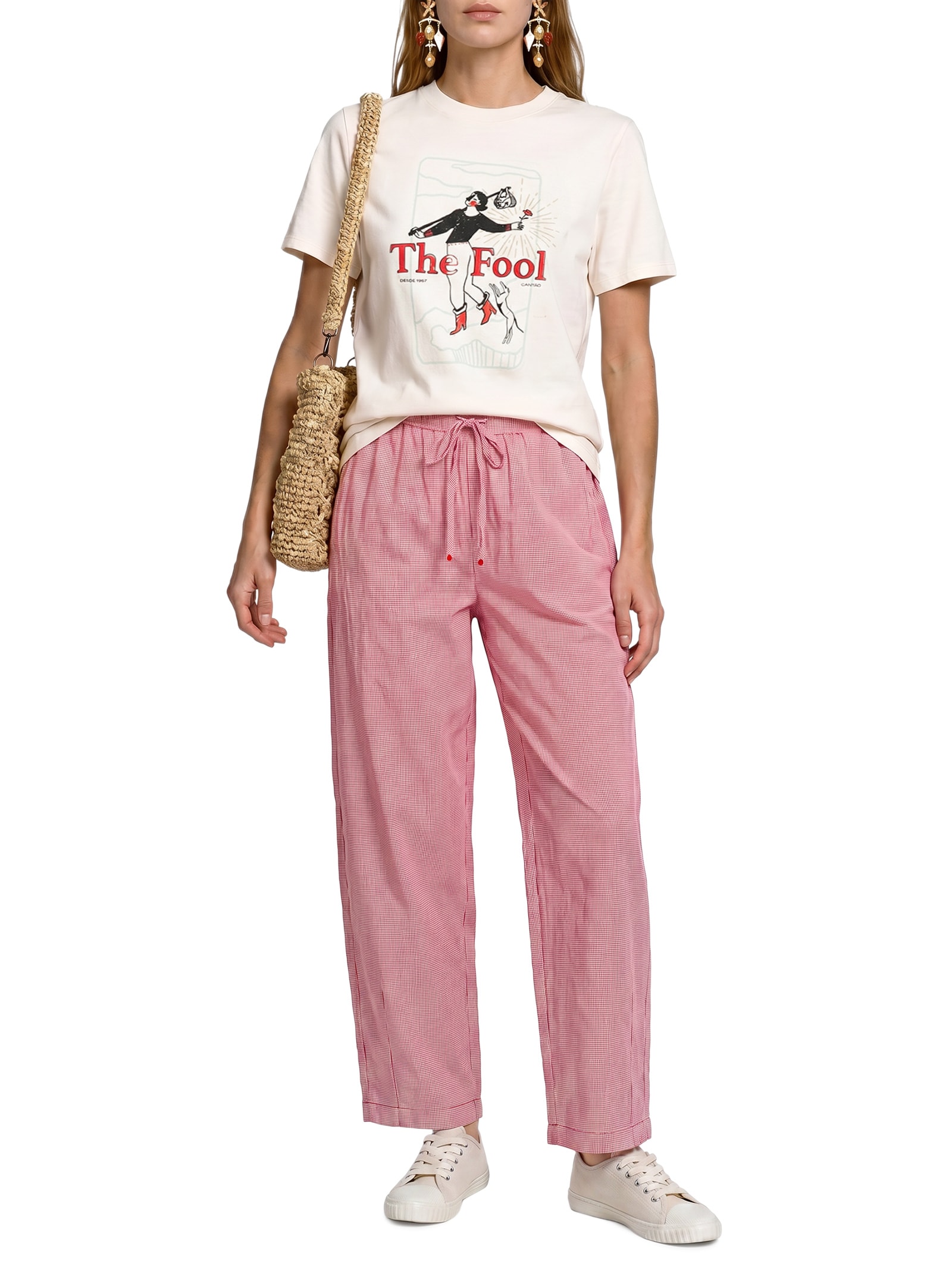 Calça Feminina Alg Vichy Vermelho Cantão