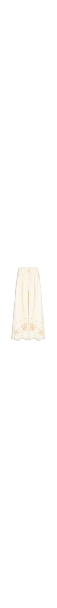 Calça Feminina Algodão Barrado Festone - Off White