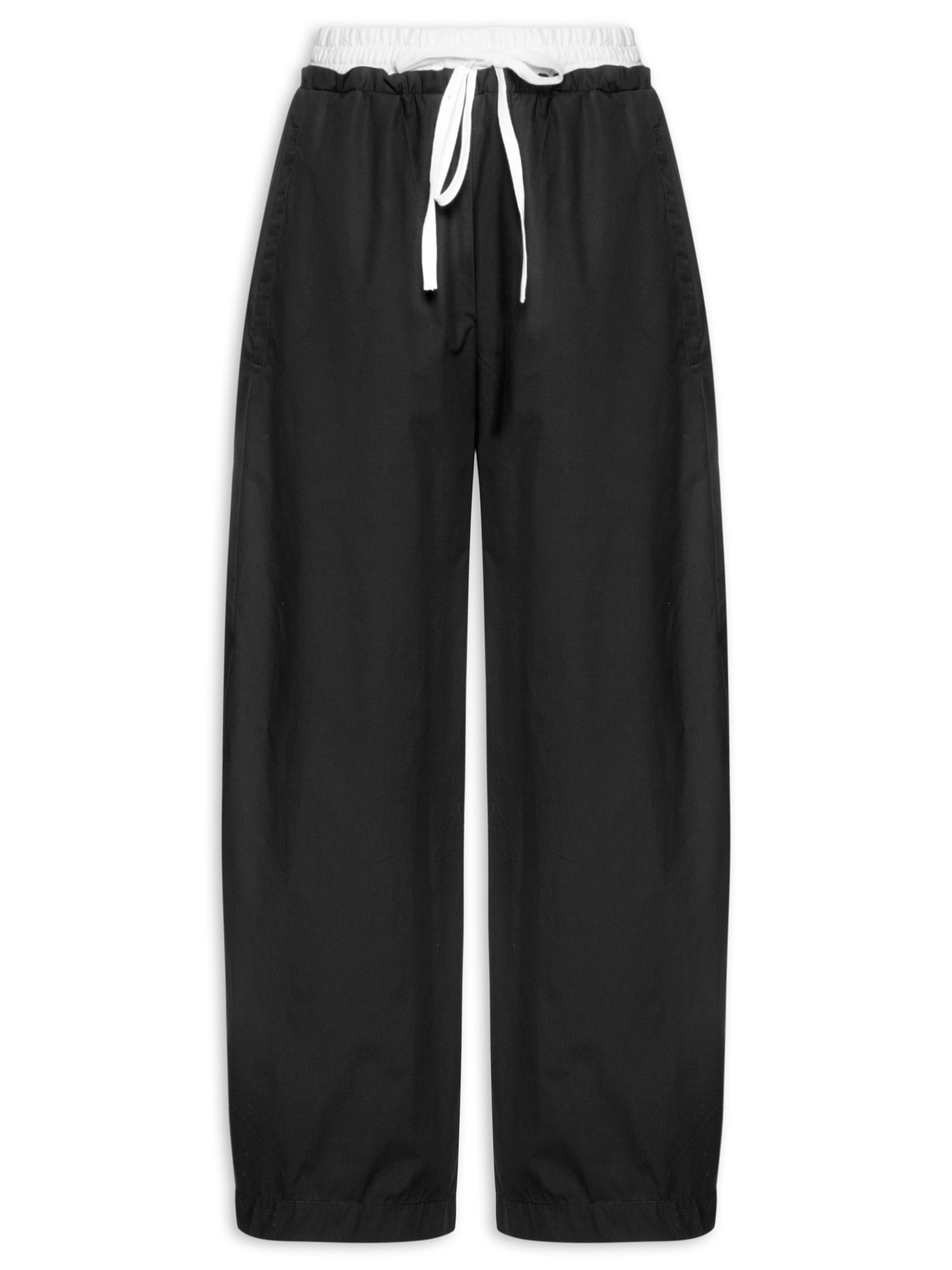 Calça Feminina Algodão Barrel Cós Duplo  Preto Cantão