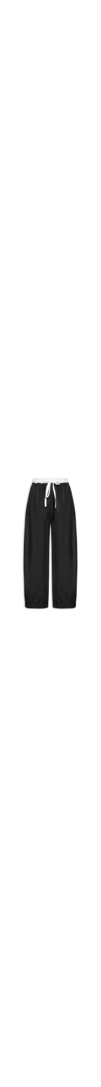Calça Feminina Algodão Barrel Cós Duplo – Preto